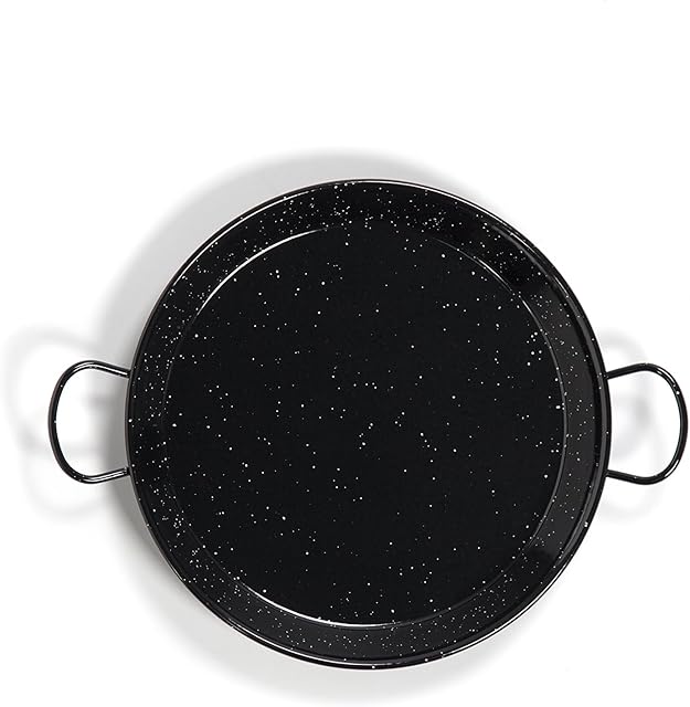 Vaello La Valenciana Enameled Steel Valley Panel Paella Pan, 12 Cm, Black