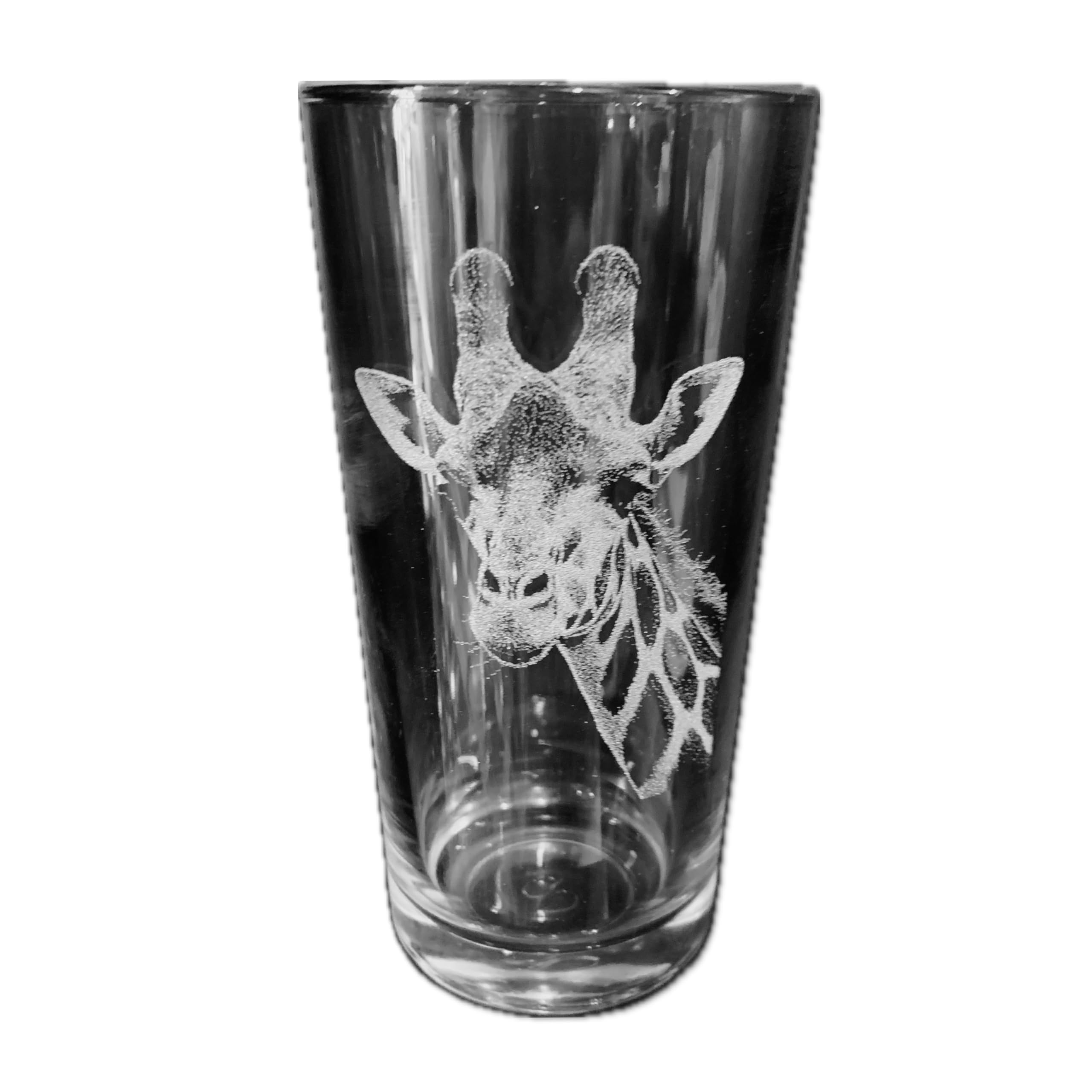 Animal Engraved Glass - Personalised Etched, Gift, Wine, Pint, Whiskey, Gin, Decanter, Cup, Tea, Shot, Christmas, Birthday, Brandy, Coffee, Mug, Beer, Set, vase, Bottle, Wedding, (Giraffe)
