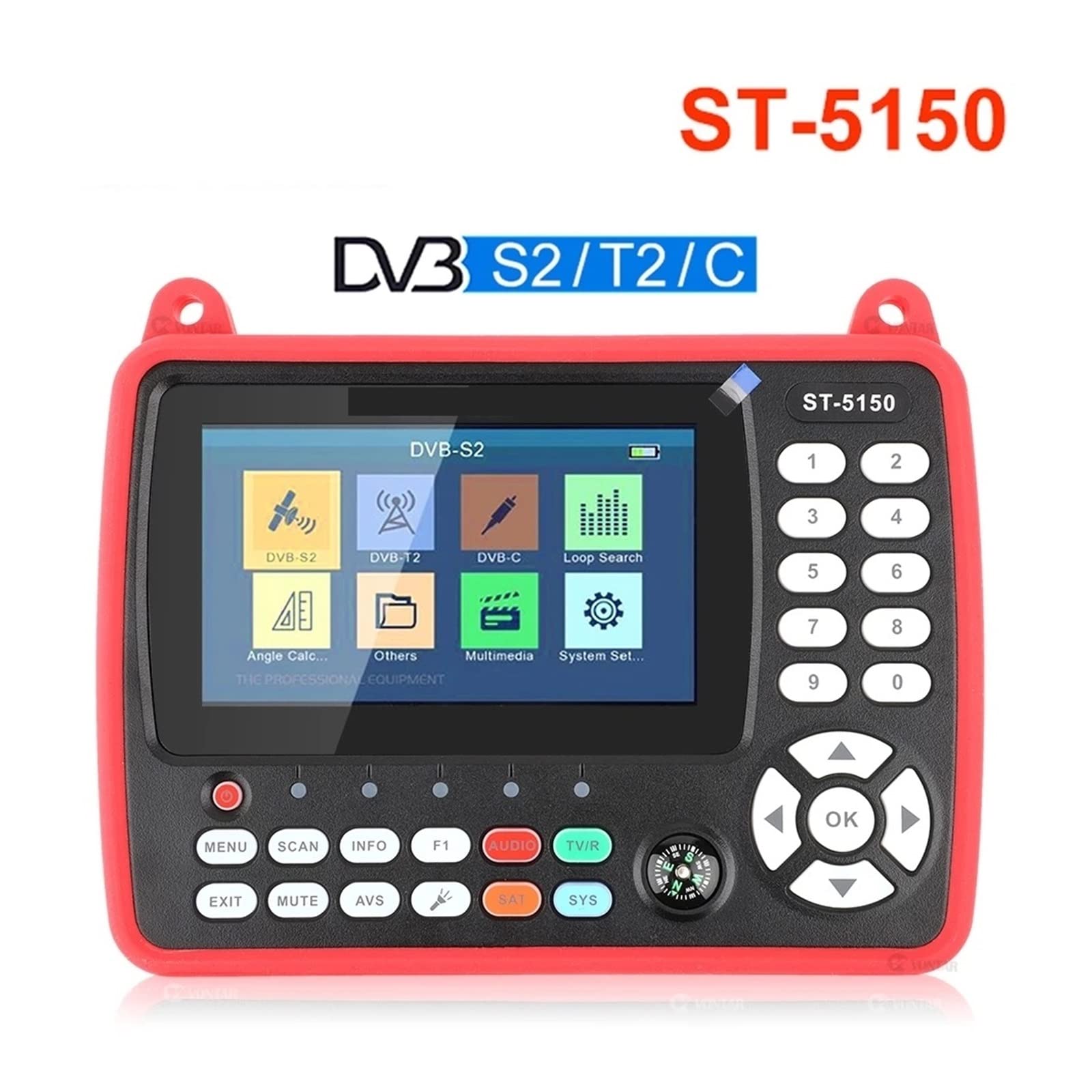 Buscador de satélites ST-5150 DVB-S2/T2/C COMBO HD Satellite Finder Meter H.265 HEVC MPEG-4 QPSK 8PSK 16APSK Pantalla TFT LCD de 4,3 pulgadas Alto rendimiento
