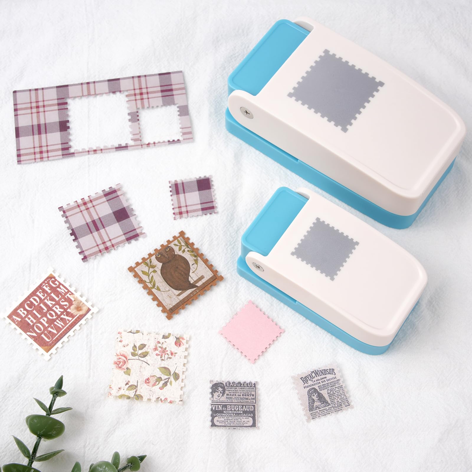 Paquete de 4 perforadores cuadrados de 1 pulgada y 1.5 pulgadas, 1.5 x 1.25 pulgadas y 1 x 0.8 pulgadas, perforadores de papel con forma de sellos, perforadores de papel para manualidades de papel
