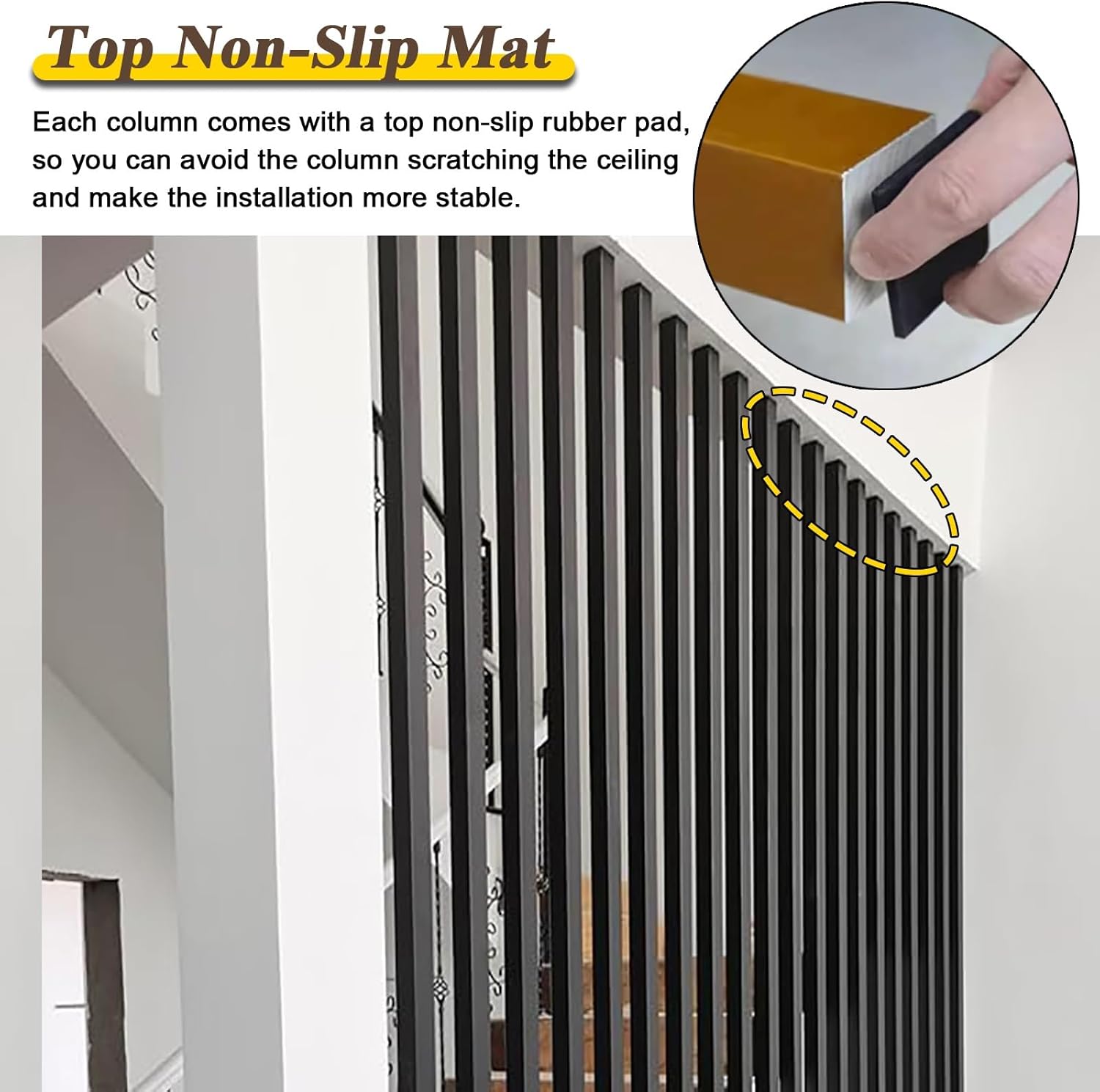 Partition Dividers Screen,Wood Wall Divider for Room Separation Ceiling to Floor,6 8 10-Pack Black Wooden Slats Screen Partition Post for Studio/Apartments/Teahouse/Stairway E,10,P
