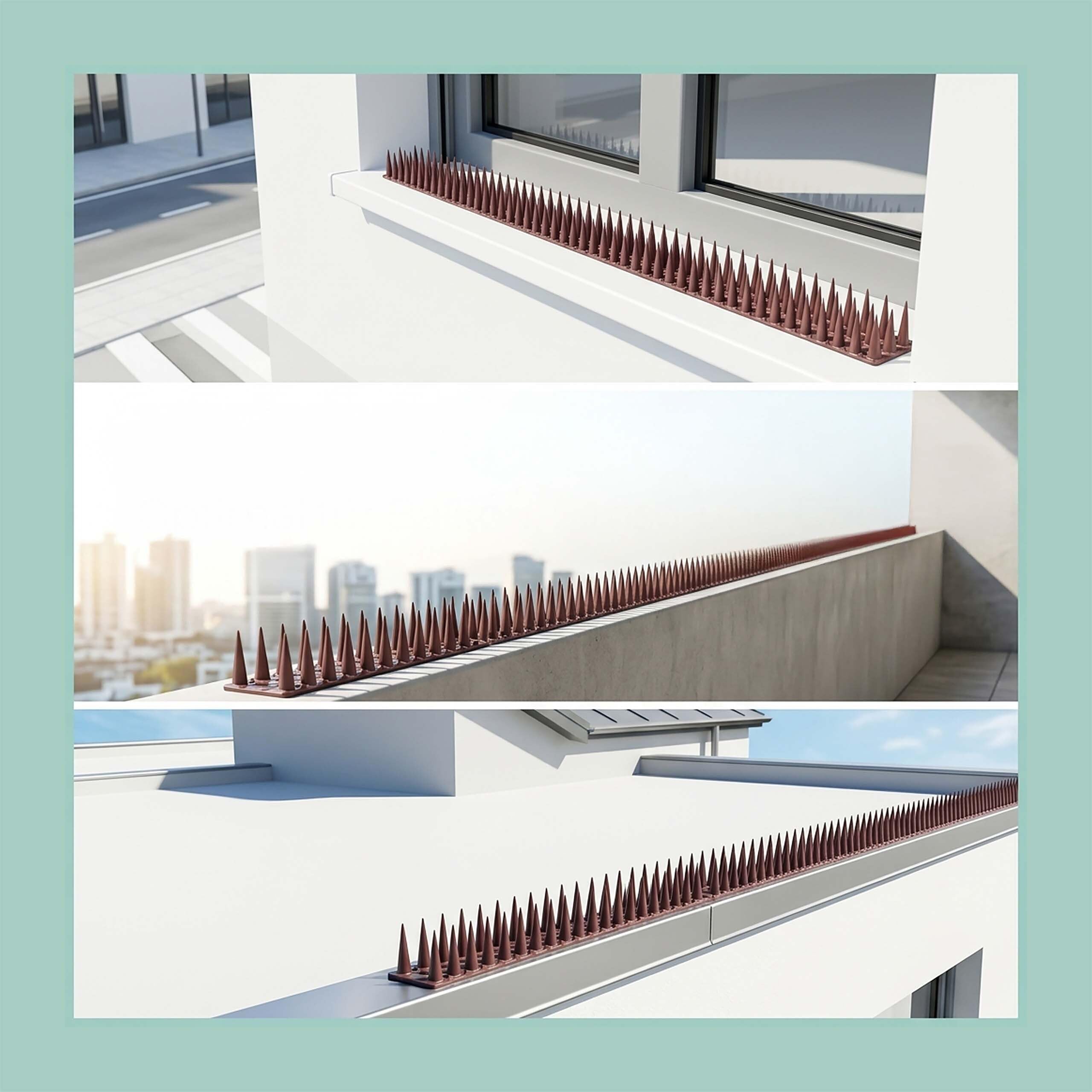 Relaxdays Dissuasore per Uccelli, Set da 20 Pezzi, per Balcone, Tetto, 3 File, Ogni Pannello HBT: 3,5 x 42,5 x 4 cm, Repellente per piccioni, PP, Marrone