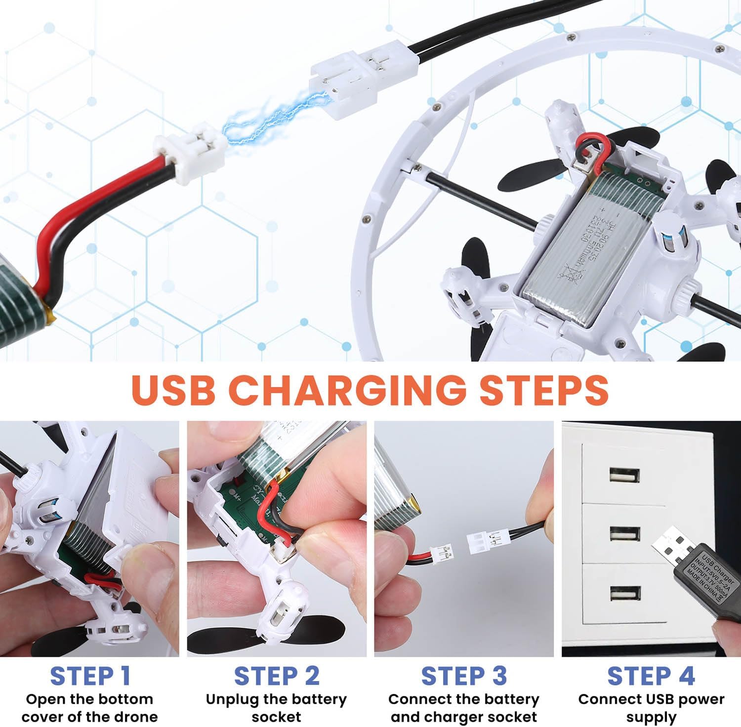 RC Drone for Kids, 360° Rotating LED Light–10 Dynamic Patterns, Beginners Indoor Small Helicopter Plane/Quadcopter, Boys and Girls Birthday and Xmas Gifts Toys