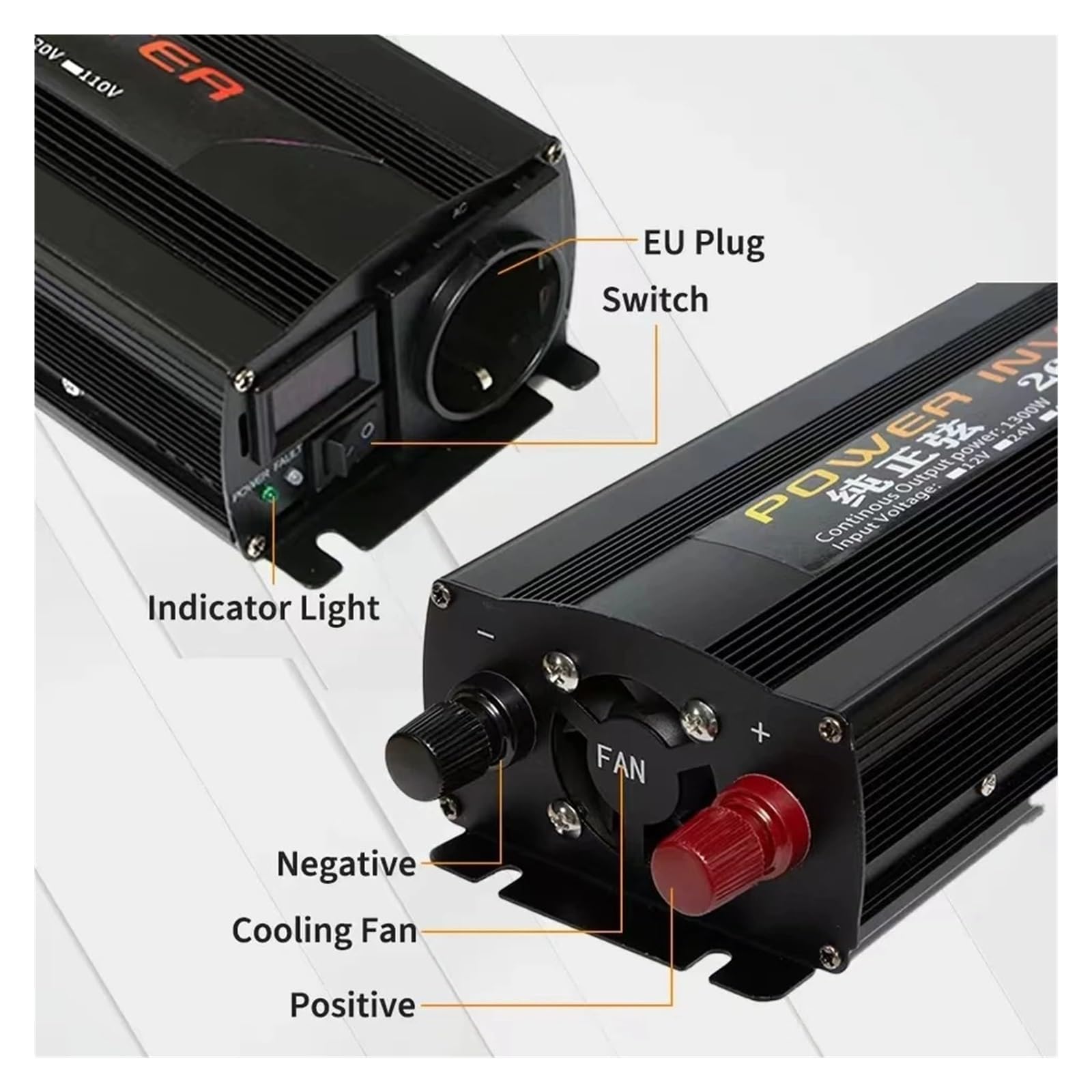 Inversores Solares para Coche 12 V 220 V para 110 V Onda Sinusoidal Pura CC 12 V 24 V 1000 W con Pantalla Digital Única Transformador(60V,110V(60Hz),Universal)