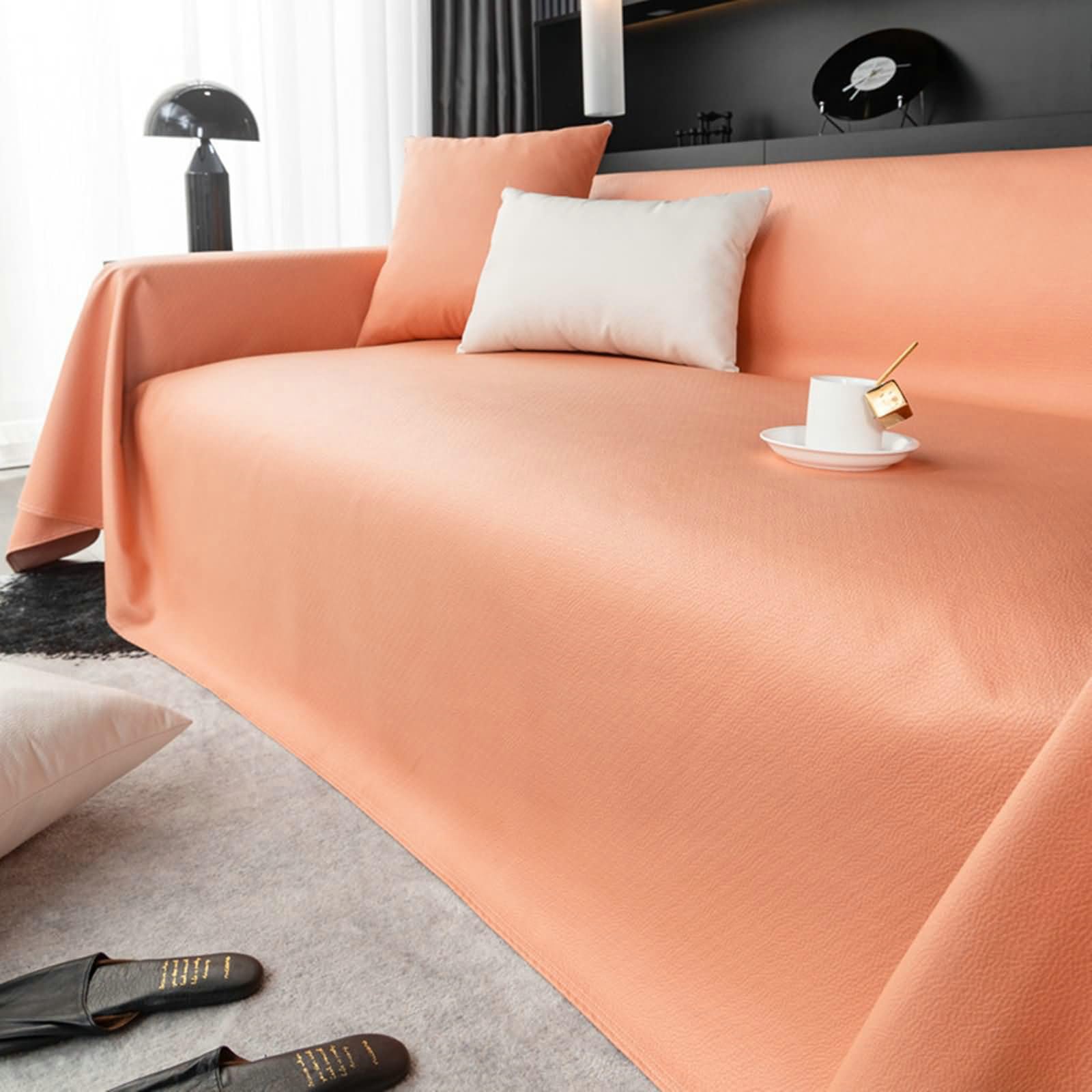 Sofa Überzug Kissen Sofahusse Orange Sofahusse 3 Sitzer Polyester Einfarbig