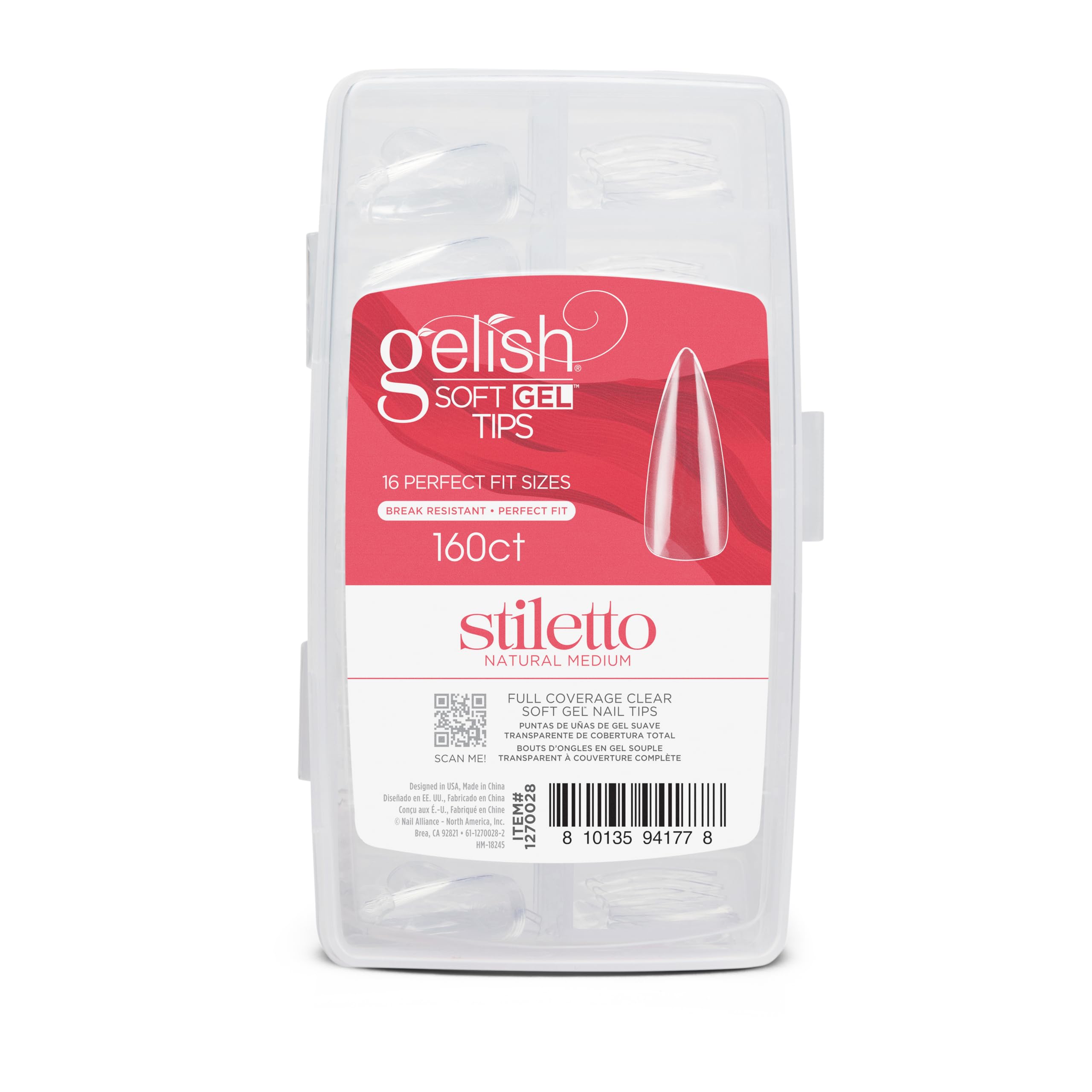 Gelish Soft Gel™ Tips – Professional Quality Press on Nails Extension for Strong, Long-Lasting Manicures – Easy Application, Natural Look, Pre-shaped False Nail