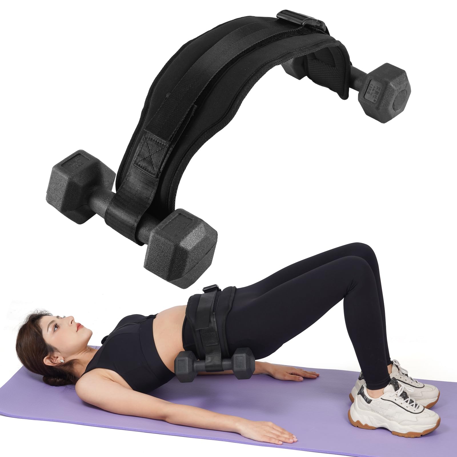 Hip Thrust Belt for Dumbbells, Kettlebells, Plates, Premium Booty Belt for Women/Men, Hip Thrust Band Resistant Padding for Hip Protection for Home