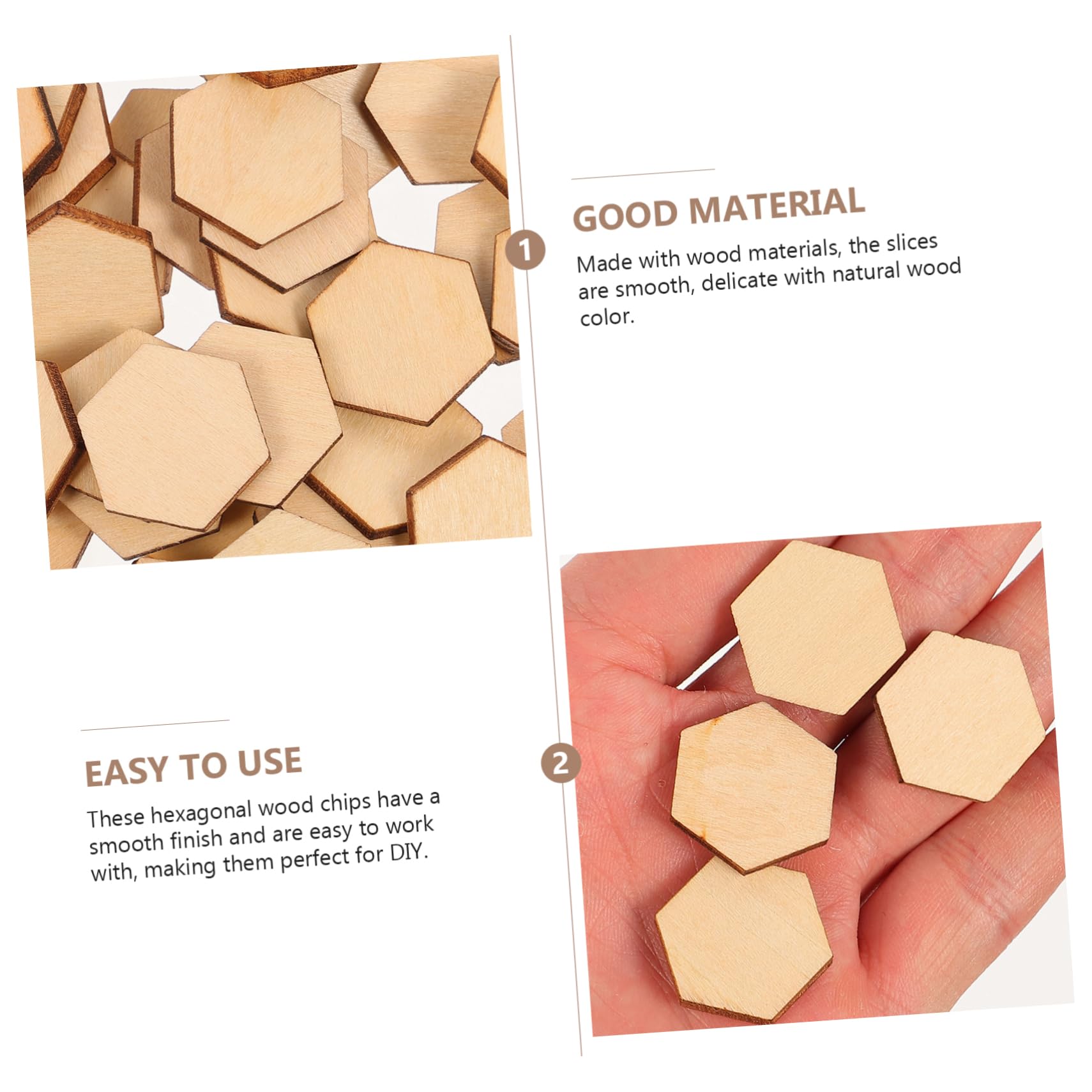 Hemobllo 100 Pezzi di Dischi in Legno Esagonali Beige, per Decorazioni Natalizie e Lavoretti Fai da Te, 20 MM, Stile Delicato