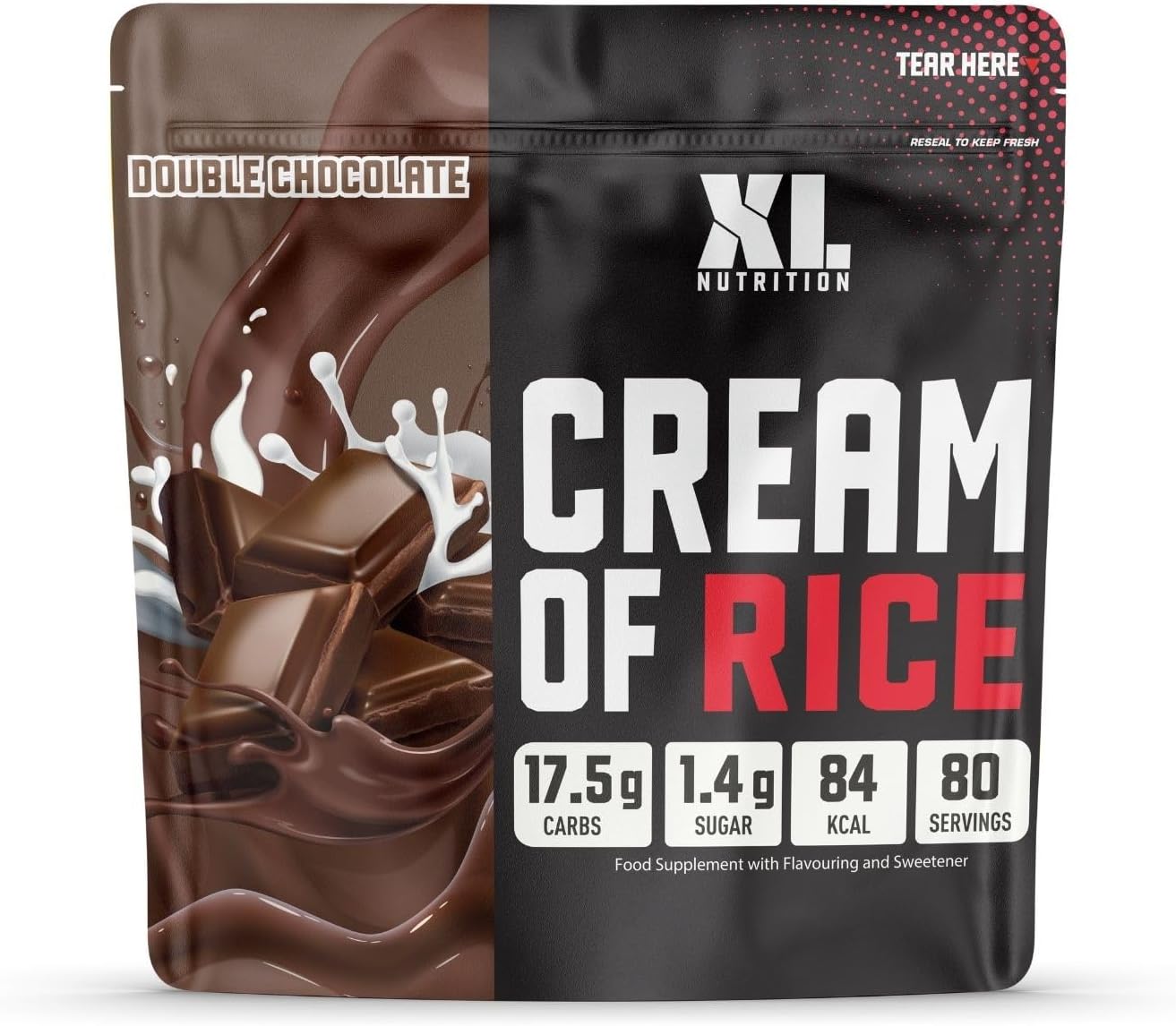 XL Nutrition Cream of Rice | 17.5grams Carbohydrates | Rice Cereal | Sugar Free | Fat Free | 80 Servings | 2kg (Double Chocolate)