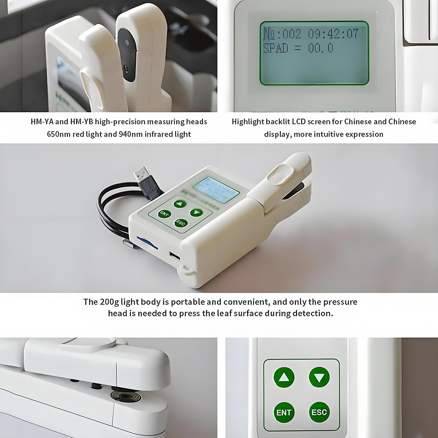 Medidor de clorofila portátil para una medición precisa, Ideal para Agricultores, jardineros e investigadores científicos.