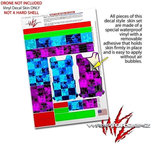 Miniatura 4 de Paquete de 2 calcomanías para DJI Ryze Tello Drone Blue Star Checkers Drone no incluido