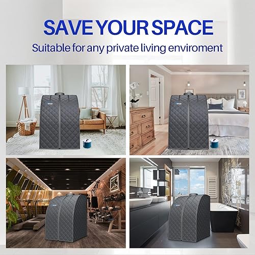 Miniatura 8 de TOREAD Sauna de vapor plegable portátil para una sola persona con generador de vapor de 1000W y 2.6L, tienda de sauna personal para relajación,