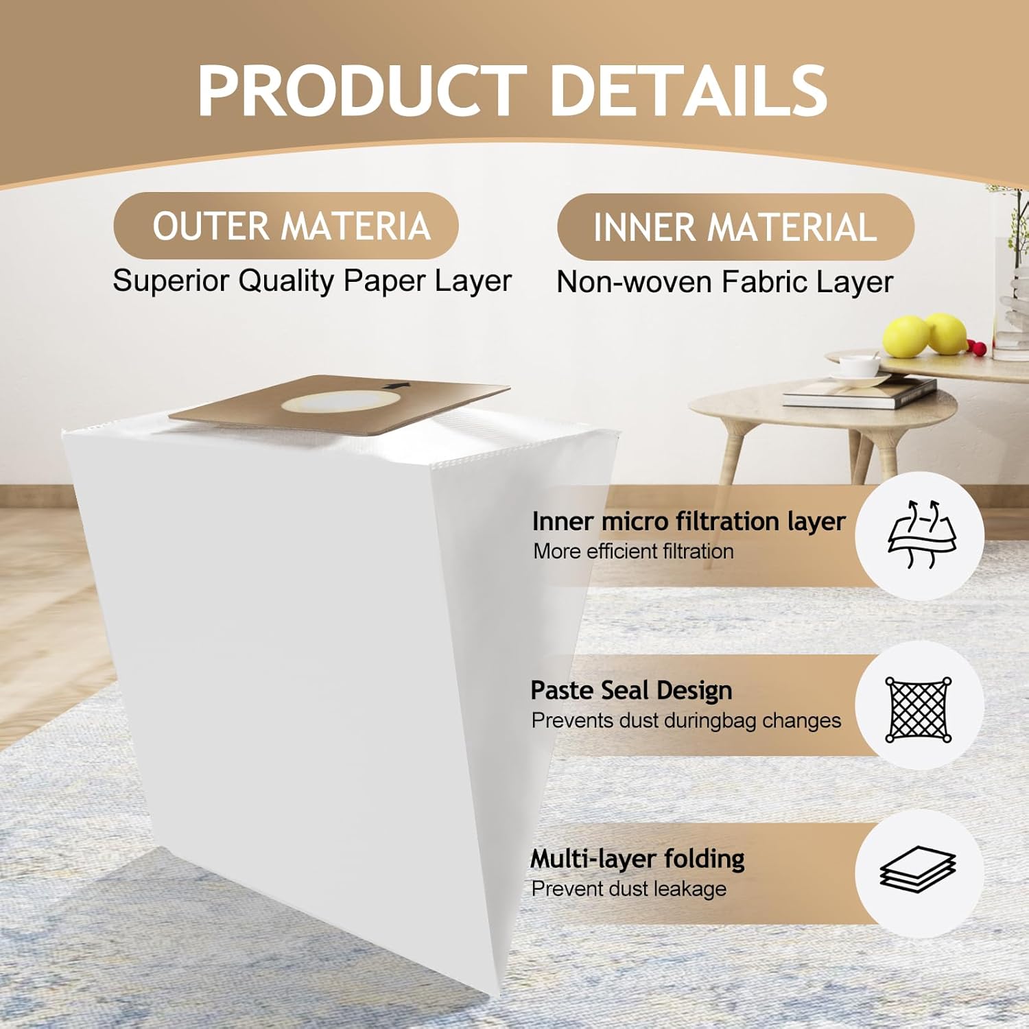 Compatible Replacement for Prolux Tritan Vacuum Bags,12 Pack HEPA Disposable Bags Made To Fit For Prolux Tritan Bagged Canister Vacuum Cleaner (12 Pack)