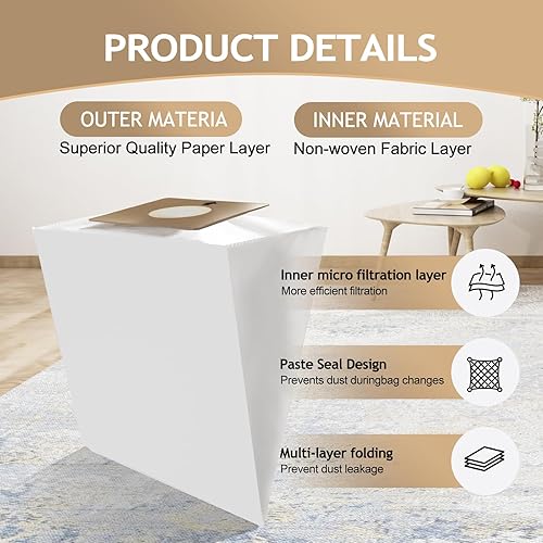 Miniatura 4 de Repuesto compatible para bolsas de vacío Prolux Tritan, paquete de 12 bolsas desechables HEPA hechas para adaptarse a la aspiradora Prolux Tritan