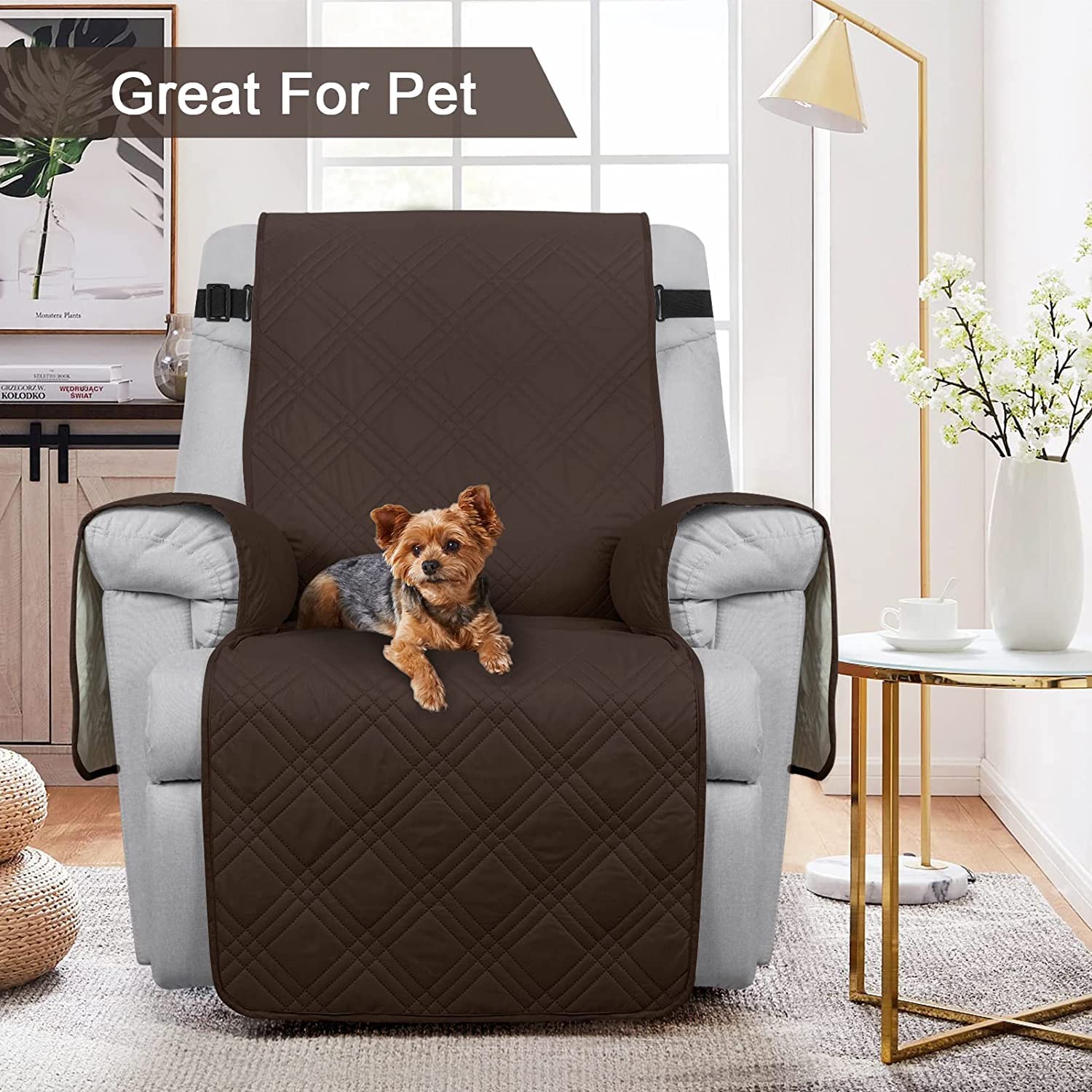 100% Wasserdichter Sesselschoner, Sesselschutz für Relaxsessel, Anti-rutsch Sesselüberwürfe Ohrensessel, 1-Sitzer Sofaüberwurf mit Tasche, Sesselbezug für Fernsehsessel (Schokolade,Relax 71cm)
