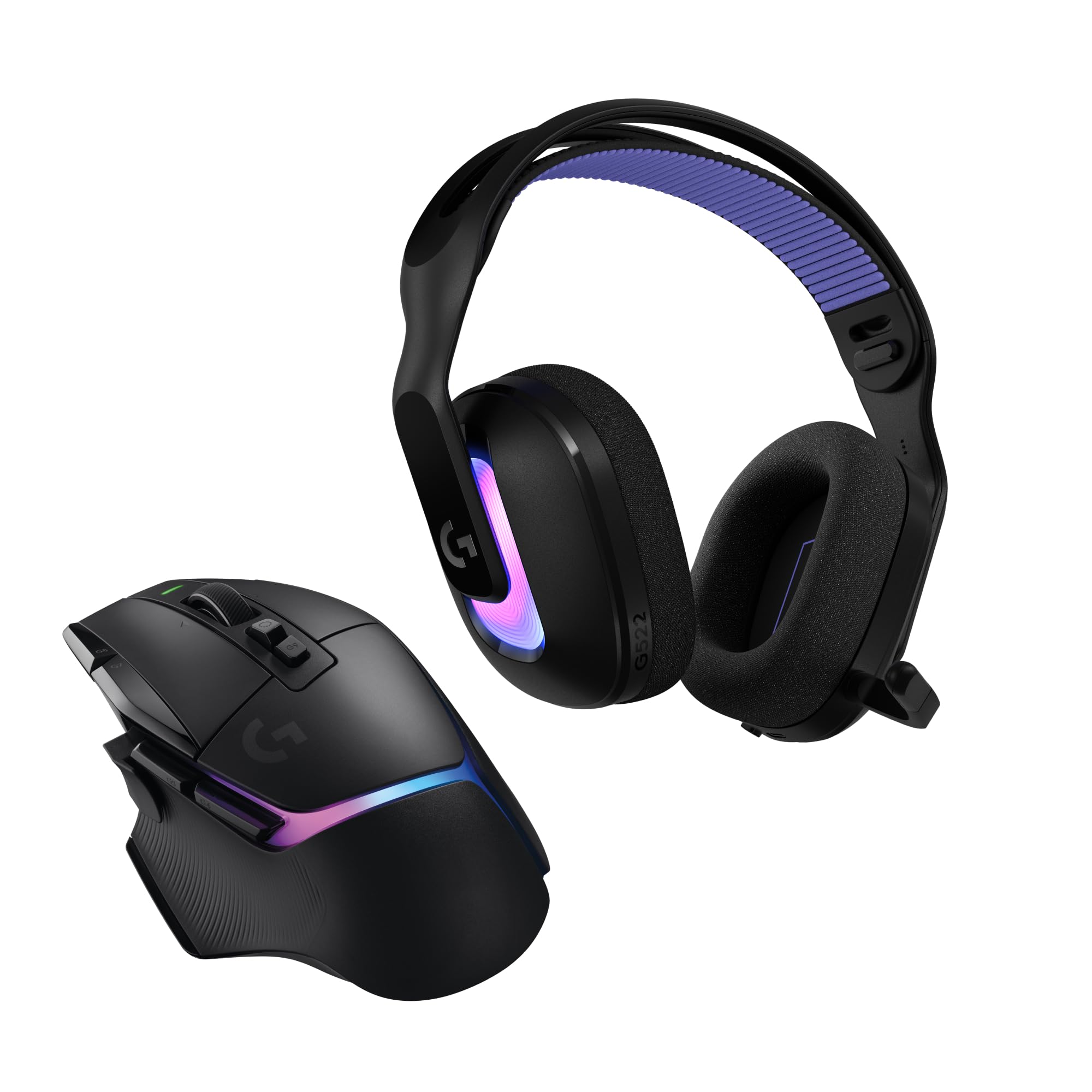 Logitech G G522 bezprzewodowy zestaw słuchawkowy do gier i bezprzewodowa mysz do gier G502 X PLUS–zestaw myszy i słuchawek LIGHTSPEED z podświetleniem RGB LIGHTSYNC – kompatybilne z PC/Windows-Czarny