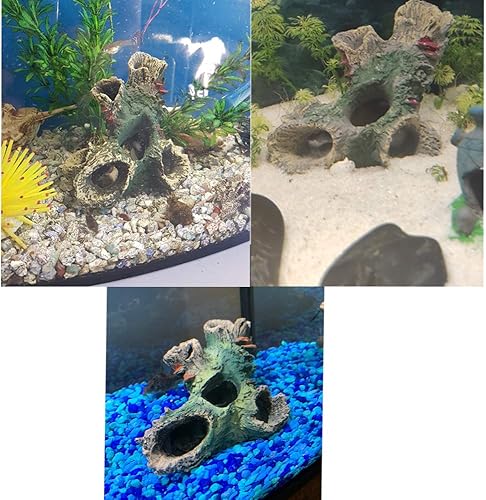 Miniatura 3 de Tronco en descomposición para acuario, pez betta, adorno de agua dulce, tronco pequeño de resina, paisaje de madera con agujeros, decoración de