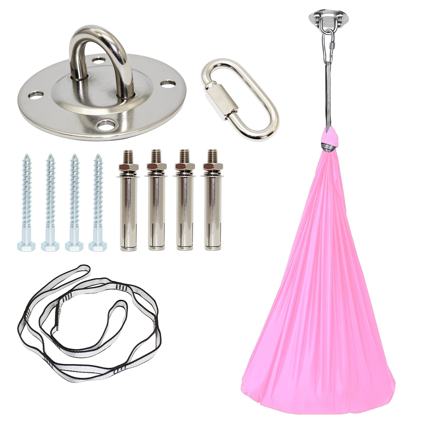 Yoga Set, Yoga-Zubehör, 200 Kg Max Belastung, Kompletter Installationshardware (Rosa, 150x280CM)