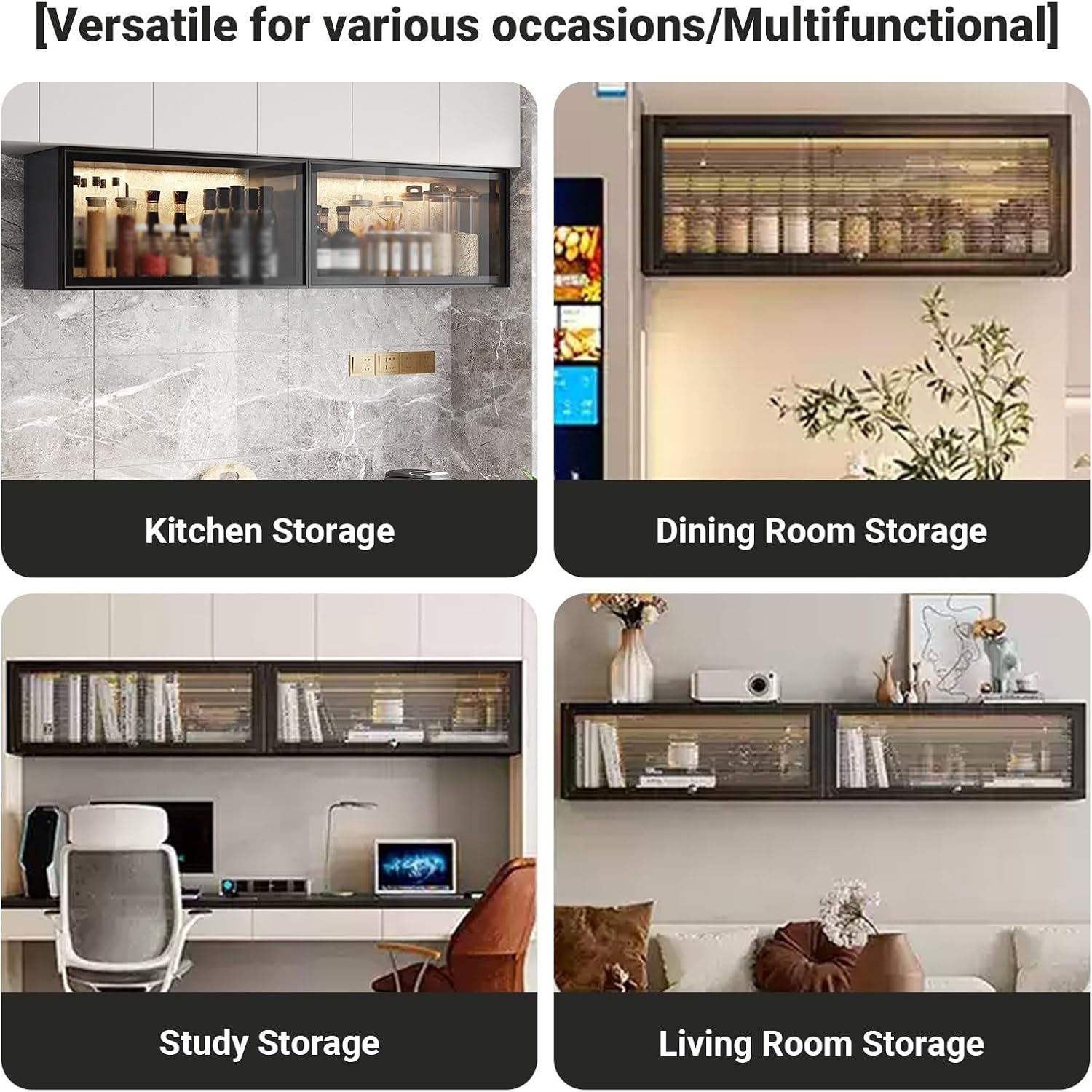 Wall Cabinet with Glass Door, Kitchen Wall Cabinets Storage, Wall Mounted Cabinets with Doors and Shelves for Kitchen, Bathroom, Living Room, Entryway, Kitchen Wall Cabinet Organizer,D-60CM/23.6IN