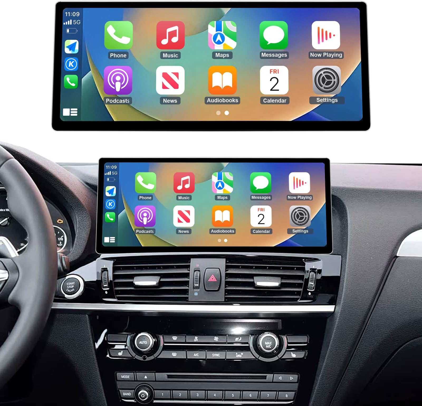 2026 Upgraded 12.3" Ultra-Narrow Touchscreen Wireless CarPlay Android Auto Receiver Compatible with BMW X3 F25 & X4 F26 (2016โ2017), for EVO System