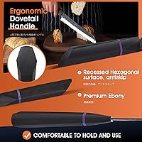 Vista 5 de ROCOCO Cuchillo afilado para pan dentado, cortador de pan, cuchillo cortador de carne, cuchillo para el hogar, cocina, 7.4 pulgadas, cumpleaños