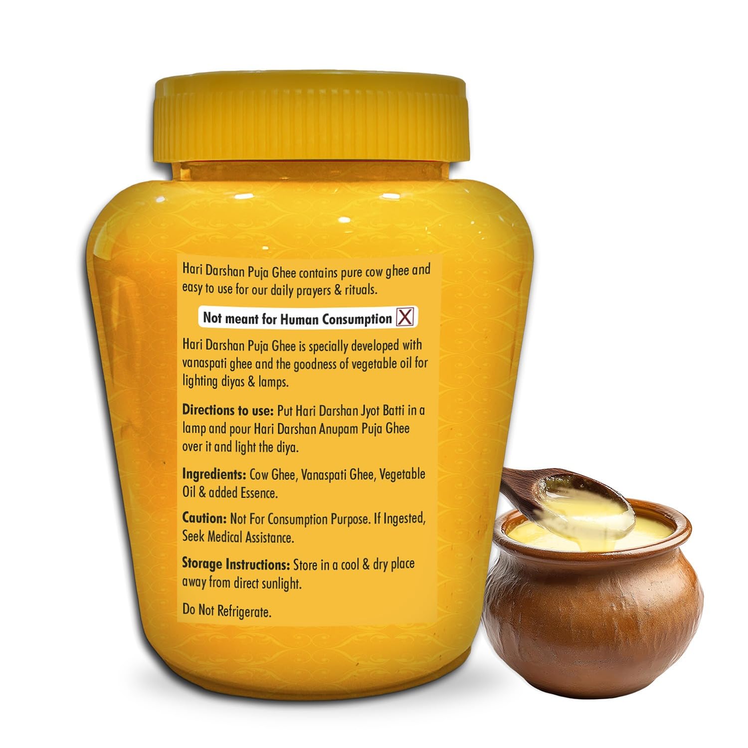 Hari Darshan Puja Ghee for Diya and Ritual Use | Divine Blend | Non-Edible | 1 LTR | Pure Cow Ghee with Vanaspati & Vegetable Oil | Not for Consumption