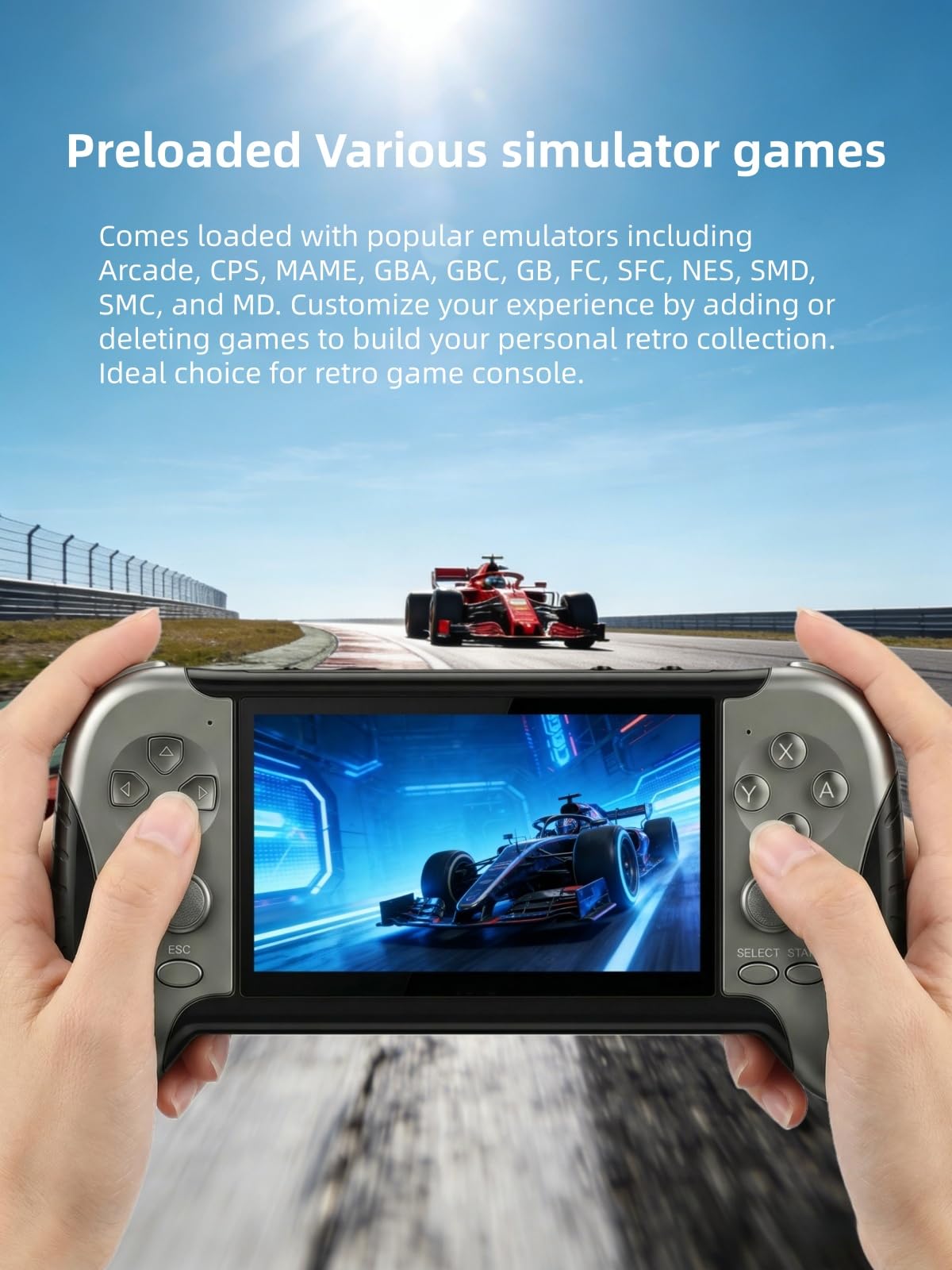 Console de Jeux rétro YHFITN avec écran HD de 4,3 Pouces, Jeux intégrés, Sortie TV, Lecteur vidéo/Musique et Batterie Rechargeable. Cadeau d'anniversaire idéal pour Adolescents et Adultes.