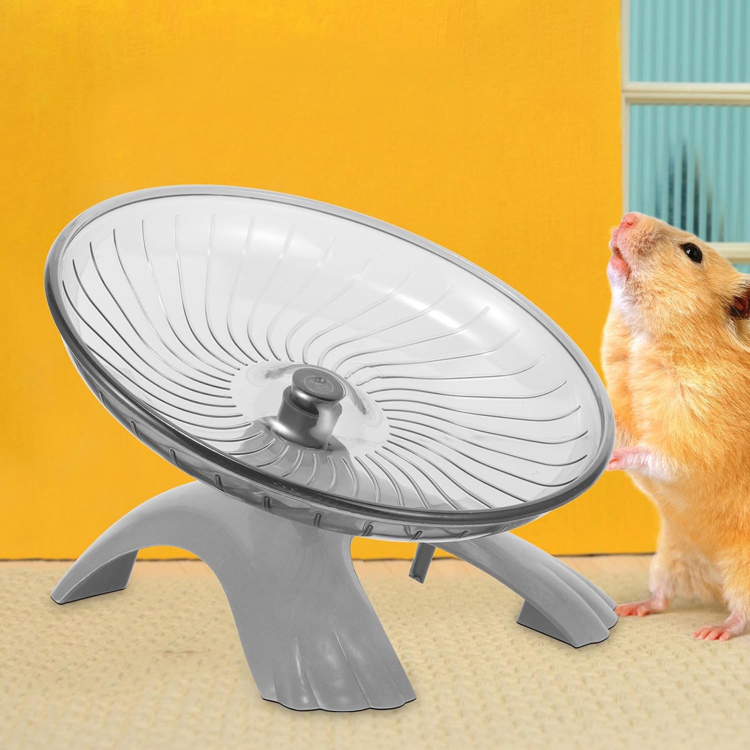 Hamster Running Wheel Exercise Plastic Steel Bearing Mute Pet Exercising Disk for Small Animals Cage Use Random Color