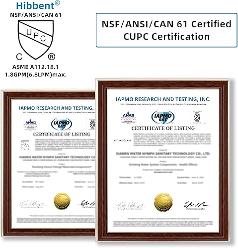 Vista 45 de Hibbent Aireador de grifo certificado NSF/ANSI/CAN 61, aireador de grifo de fregadero de cocina, 2 certificados CUPC de flujo de agua extensor