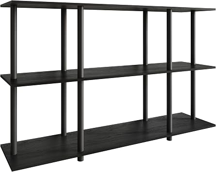 Simple 3-Tier Wide Open Display Storage Shelf, Space-Saving Organizer, Black