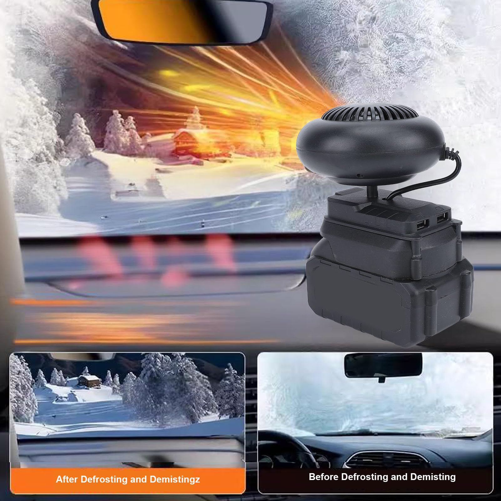 Calentador de Espacio con Batería, Calentador Portátil Inalámbrico de 12000 MAh con Salida de 170 W para Descongelador de Coche, Hogar Al Aire Libre