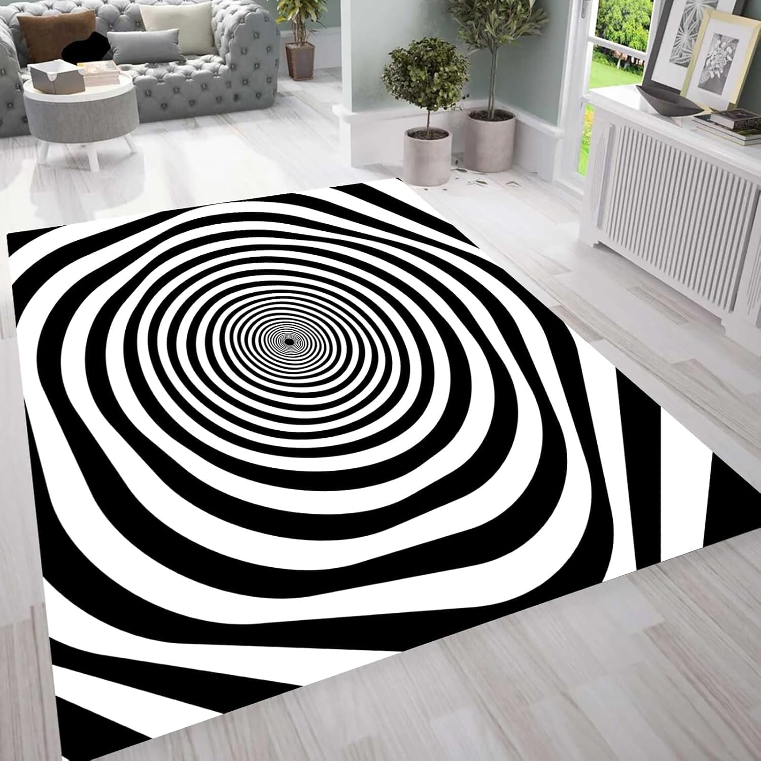 Tapis géométrique abstrait 3D 120x160cm en polyester doux pour salon et chambre