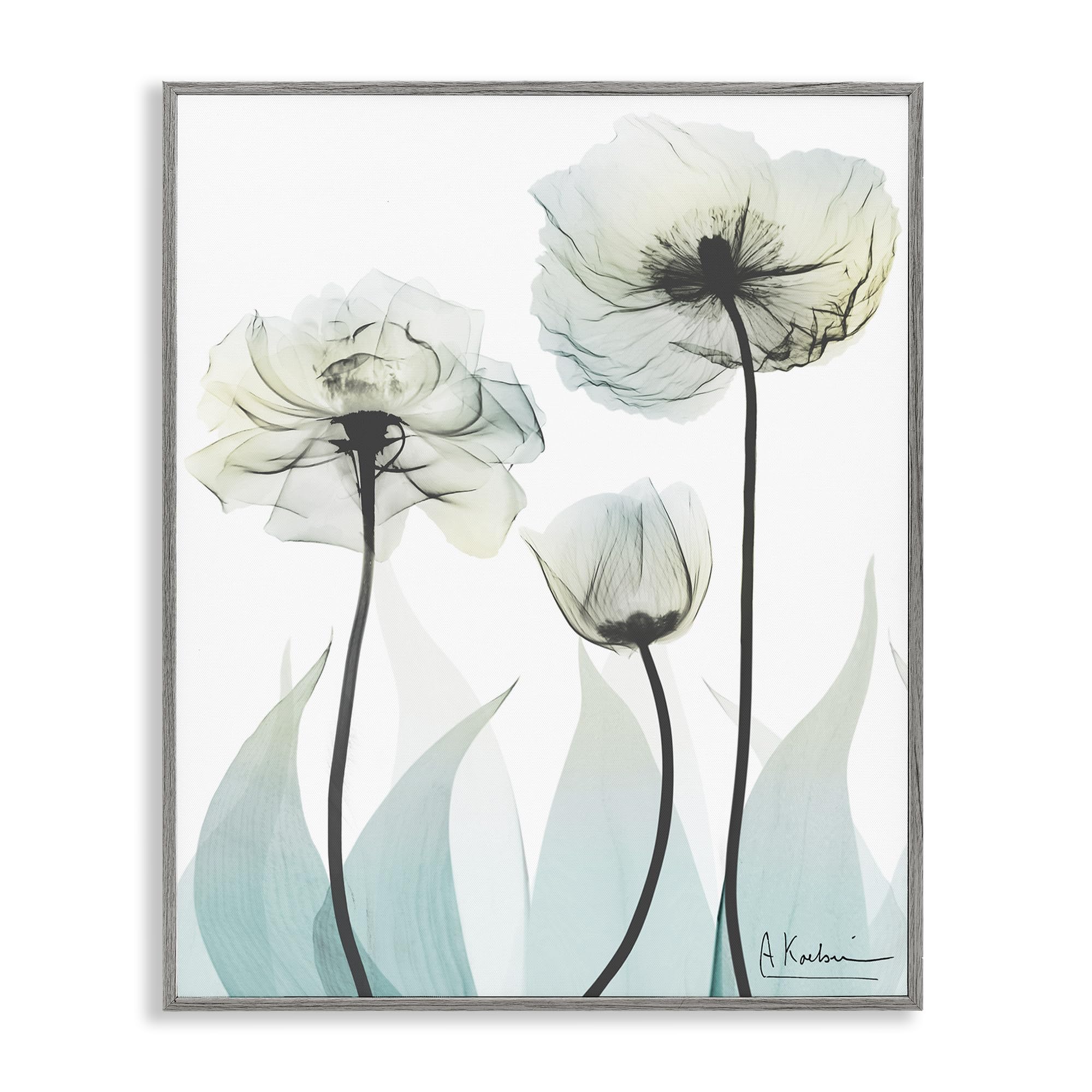 Stupell Industries Farmhouse Gray (Textured) Ethereal Floral Botanical Elegance, 24 X 30 Inch Framed Giclée Print