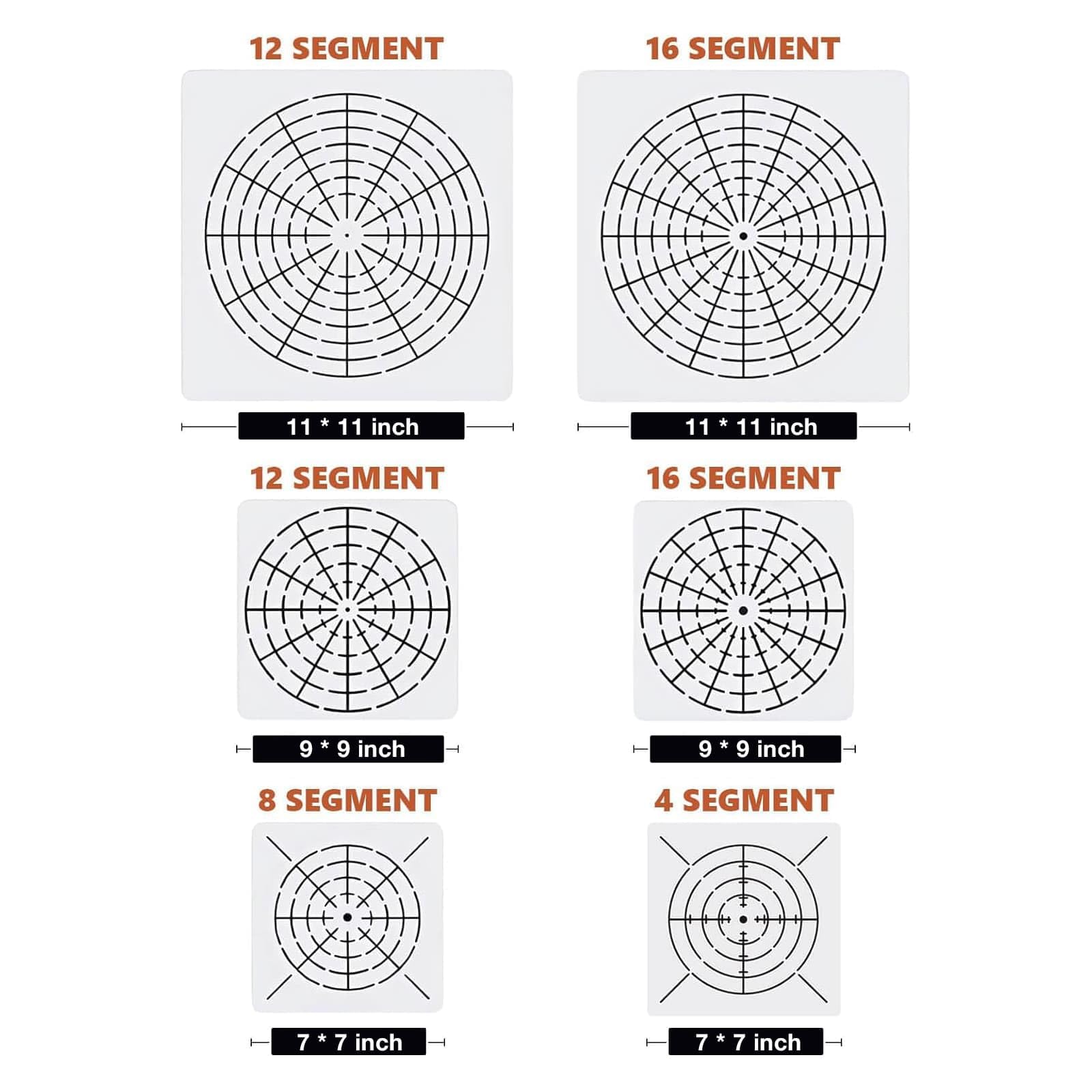 YKW Paquete de 6 plantillas de mandala circular, herramientas de dibujo reutilizables de 7/9/11 pulgadas, plantillas de puntos de mandala para pintura de roca, lienzo, proyectos de arte de madera