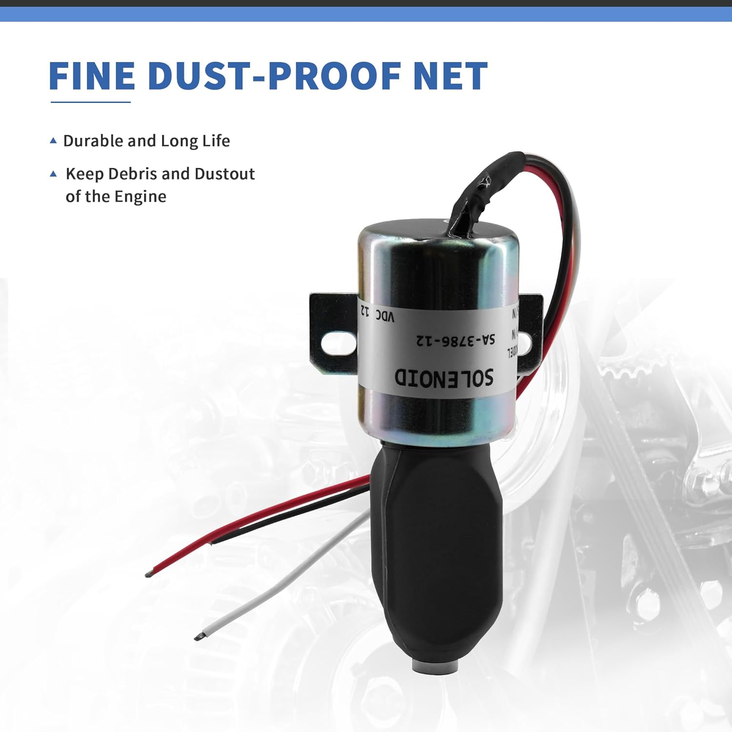 12V Fuel Shutoff Solenoid SA-3786-12 SA4976-12 Stop Solenoid Compatible with Kubota Diesel 21HP Engine 1991-2005, Compatible with Grasshopper 603350, 1753ES-12E6ULB1S1