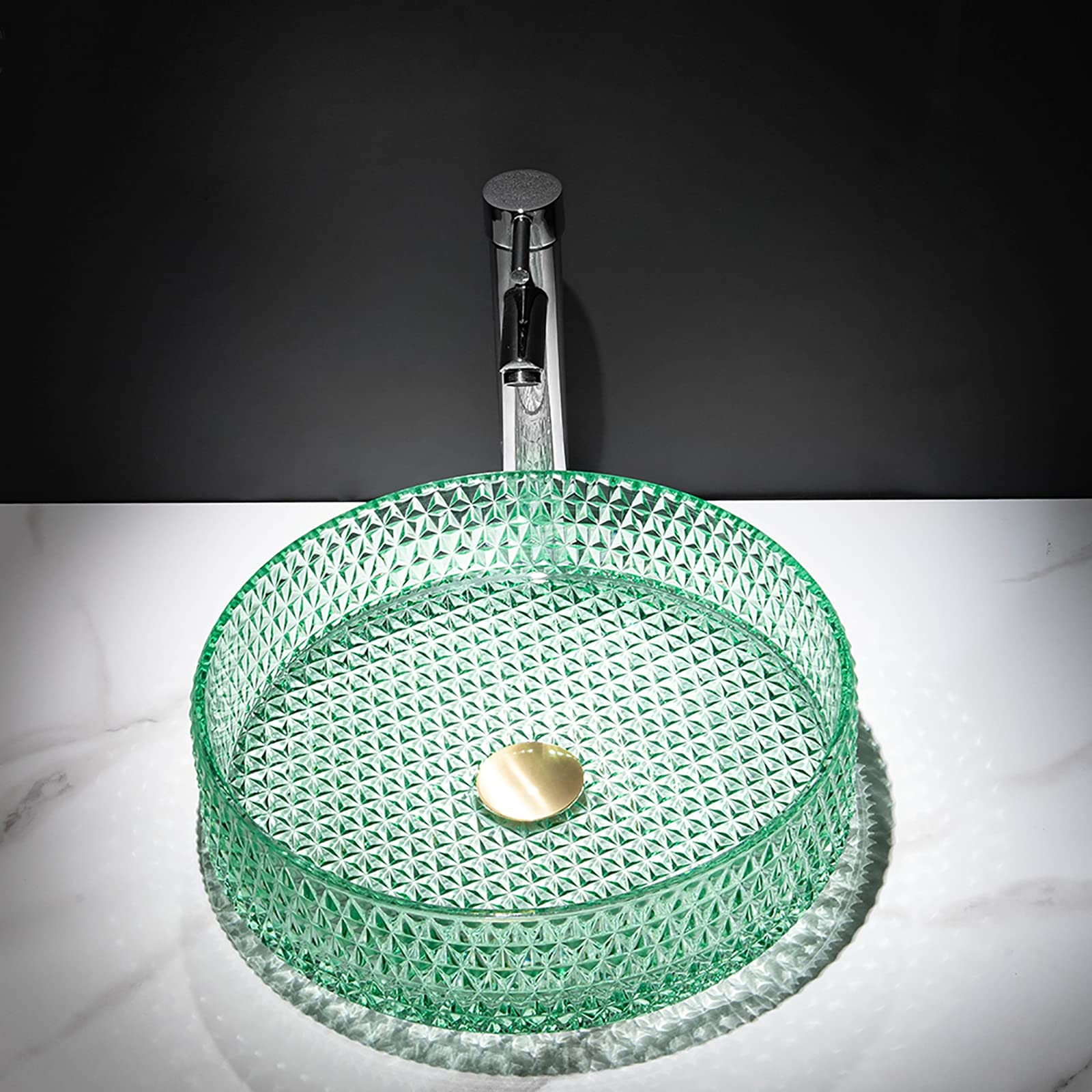 Lavabo de baño Vanidad Recipiente de Vidrio Lavabo Tazón Lavabo cilíndrico sobre encimera Lavabo sobre encimera Lavabo artístico con Grifo y desagüe emergente,Black