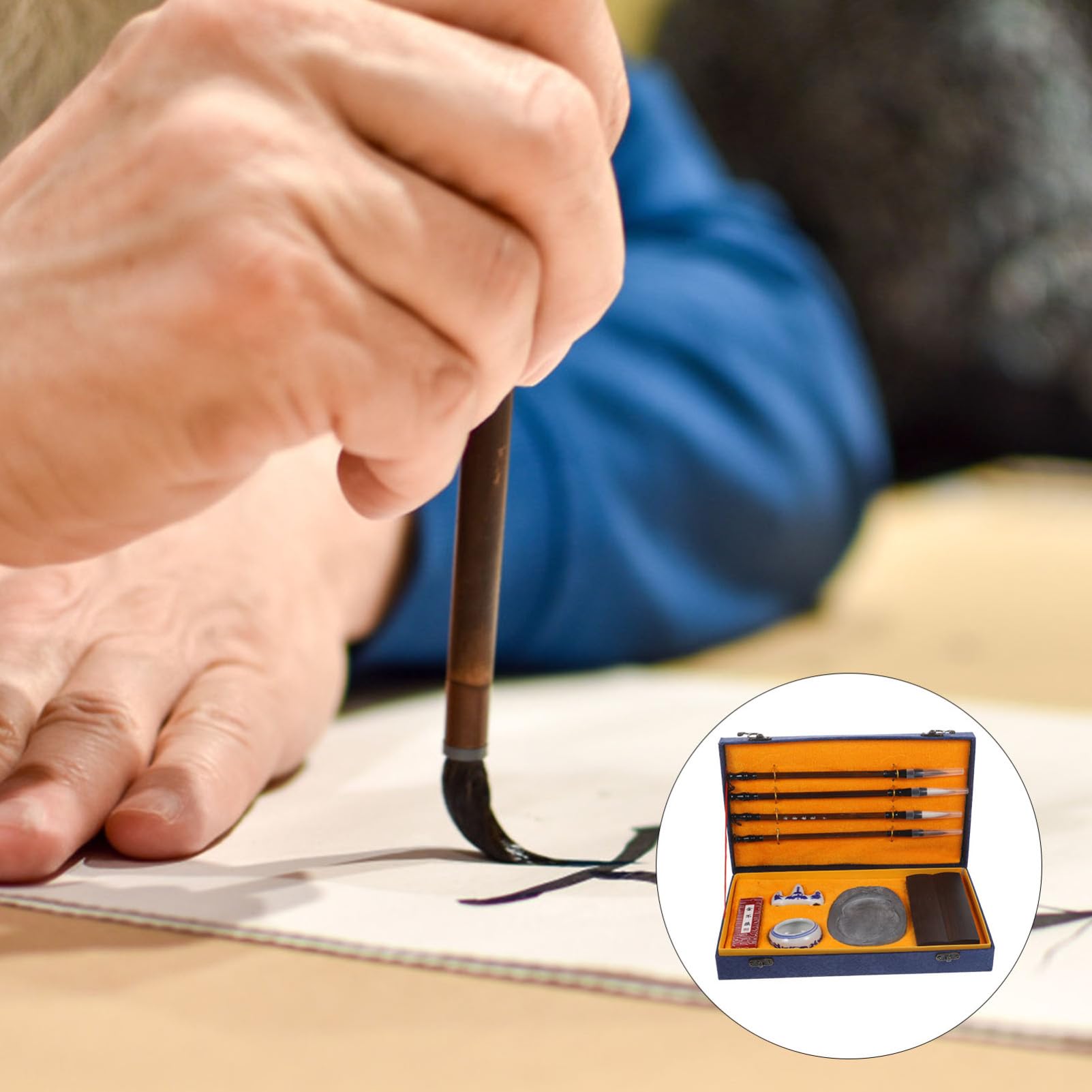 Kalligrafie Tintenstift Satz 1 Satz Holz für Schreibbedarf | Schreibpinsel und Tuschestein, Leicht und Tragbar, für Kalligraphieübungen und Malen