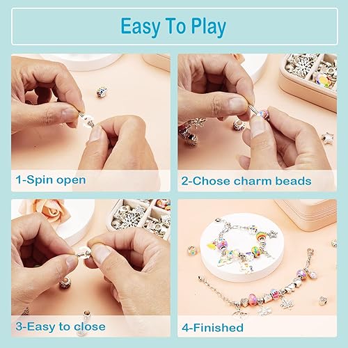 Miniatura 5 de Acbxm Kit de fabricación de pulseras para niñas de 8 a 12, 5 a 7 años, kit de fabricación de pulseras de cuentas, lindo mejor kit de caja de