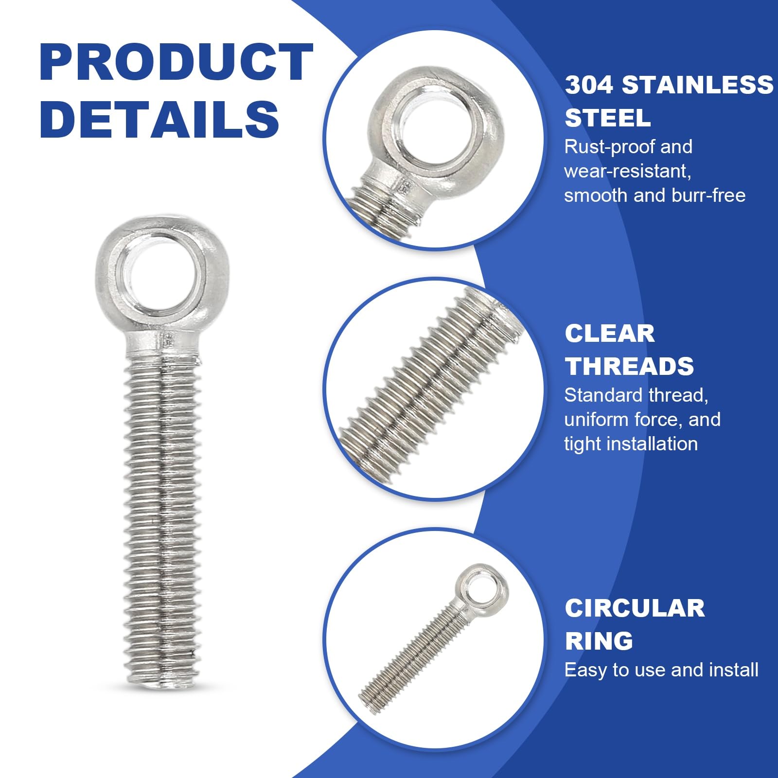 PATIKIL M5x28mm Lifting Shoulder Eye Bolts - Image 3