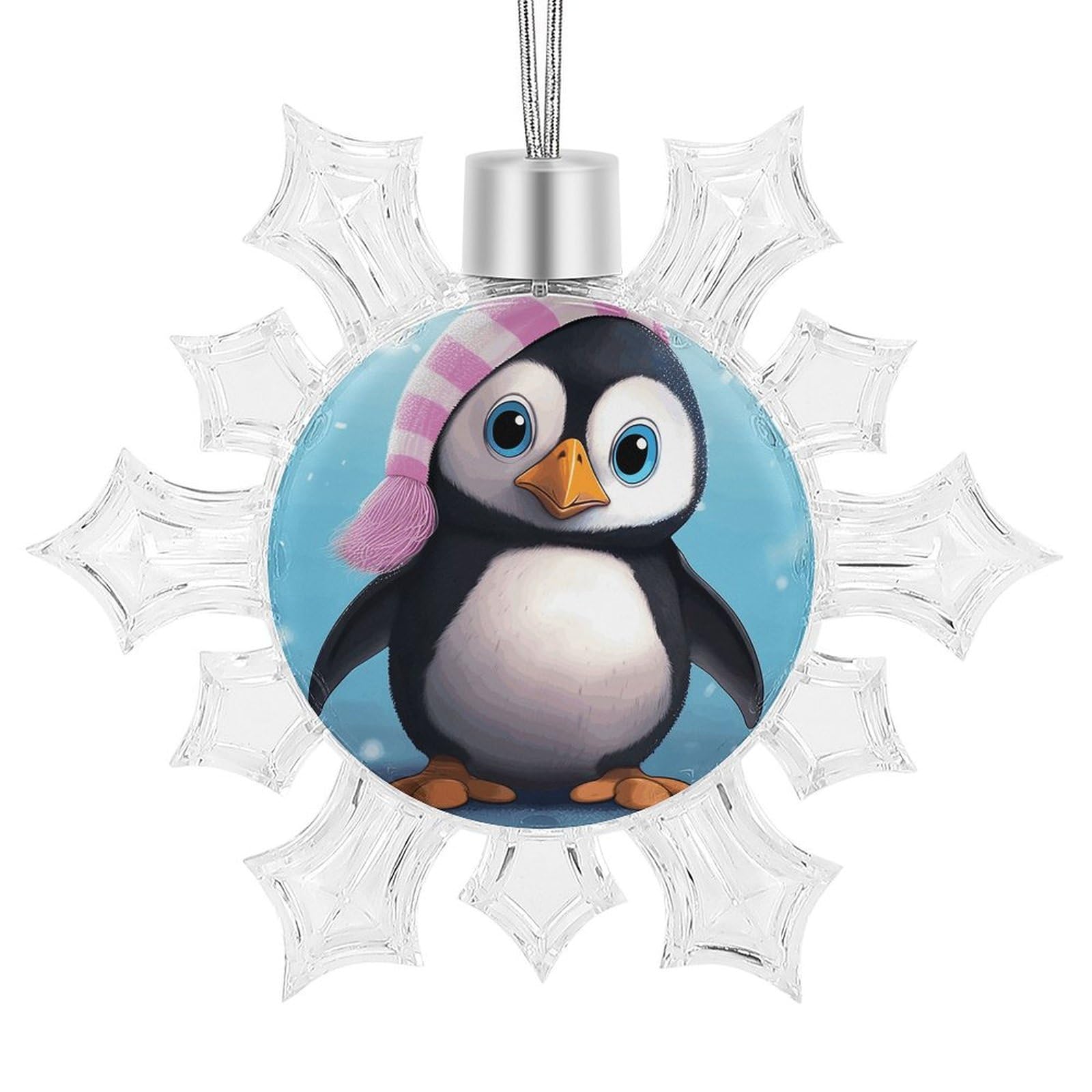 Lovely Penguin Snowflake Ornaments Cute Snowflake Pendant Exquisite Christmas Tree Ornaments for Christmas Weddings New Year Birthday Holiday Celebration