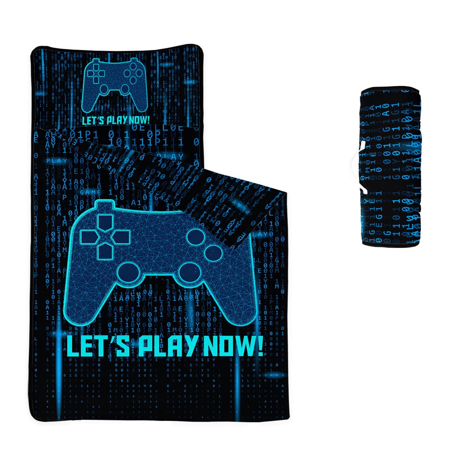 HOSIMA Nap Mat -Blue Gamepad Sleeping Bag with Removable Pillow - Daycare and Sleepovers Preschool Kindergarten Bedding Set(Blue Gamepad Large)