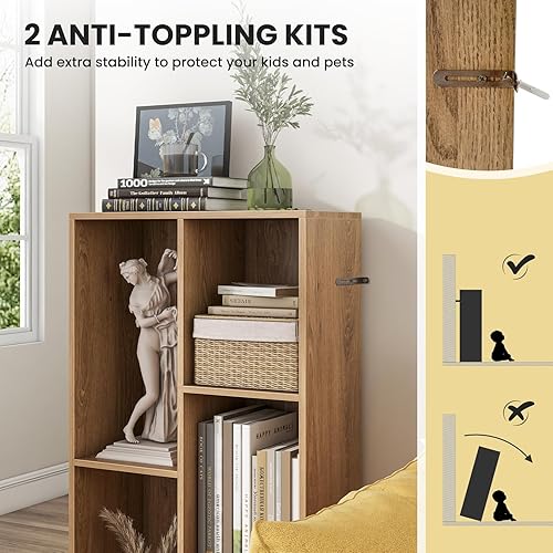 Miniatura 6 de Costzon 5-Cube Kids Bookshelf, 41 Tall Wooden Toy Storage Organizer for Books Toys, 3-Tier Storage Cabinet, Bookcase for Kids Room, Playroom,