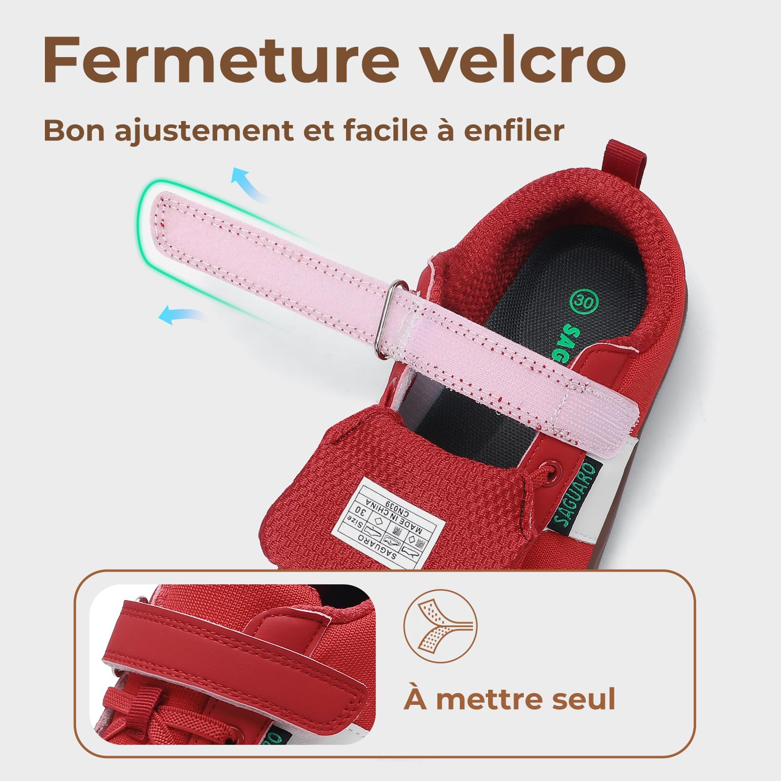 SAGUARO Chaussures Barefoot Enfant Chaussures Minimalistes avec Semelle Zero Drop et Wide Toe Box pour Extérieur et Intérieur, 25–35 EU