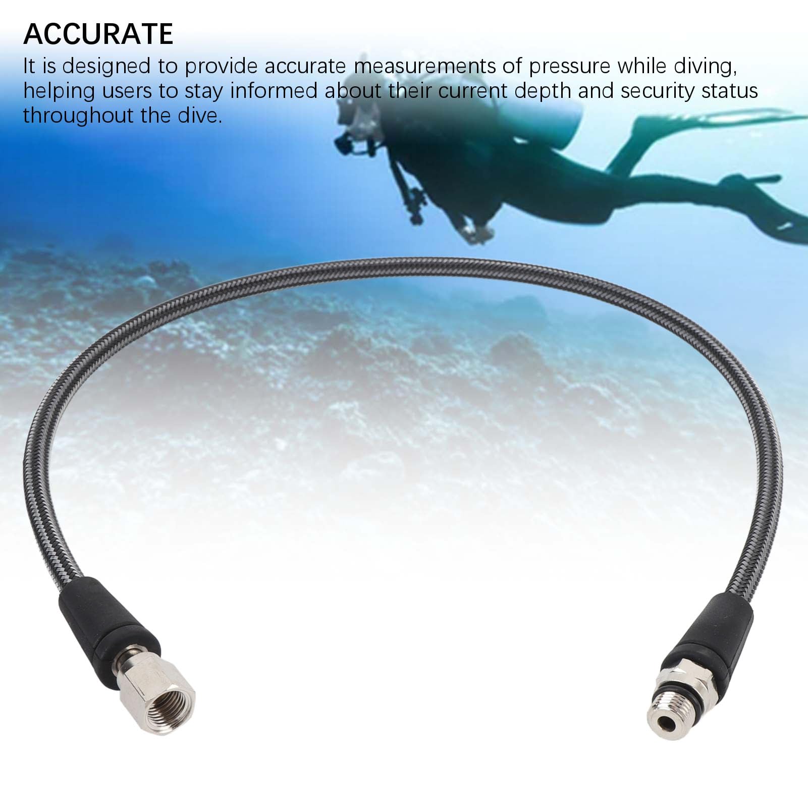 Scuba Diving High Pressure Hose Accurate Pressure Measurement Safety Underwater Adventures Carbon Fiber Alloy 25.6in