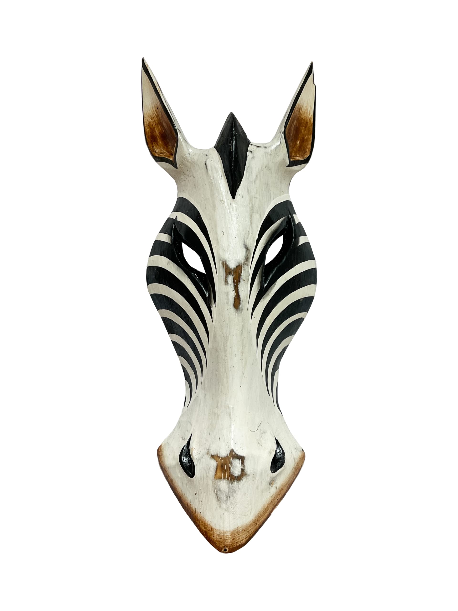 My Family House Zebra Wall Hanging Mask - Natural - Hand Carved - Albesia Wood Decoration - 30 cm