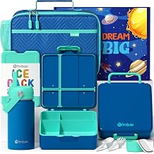 Fimibuke Kids Bento Lunch Box with 4 Compartments, Insulated lunch Bag, Stainless Steel Insulated Water Bottle, Ice Pack & Utensils Set, Birthday Gifts for Ages 3-12 Back to School Toddler Girls Boys