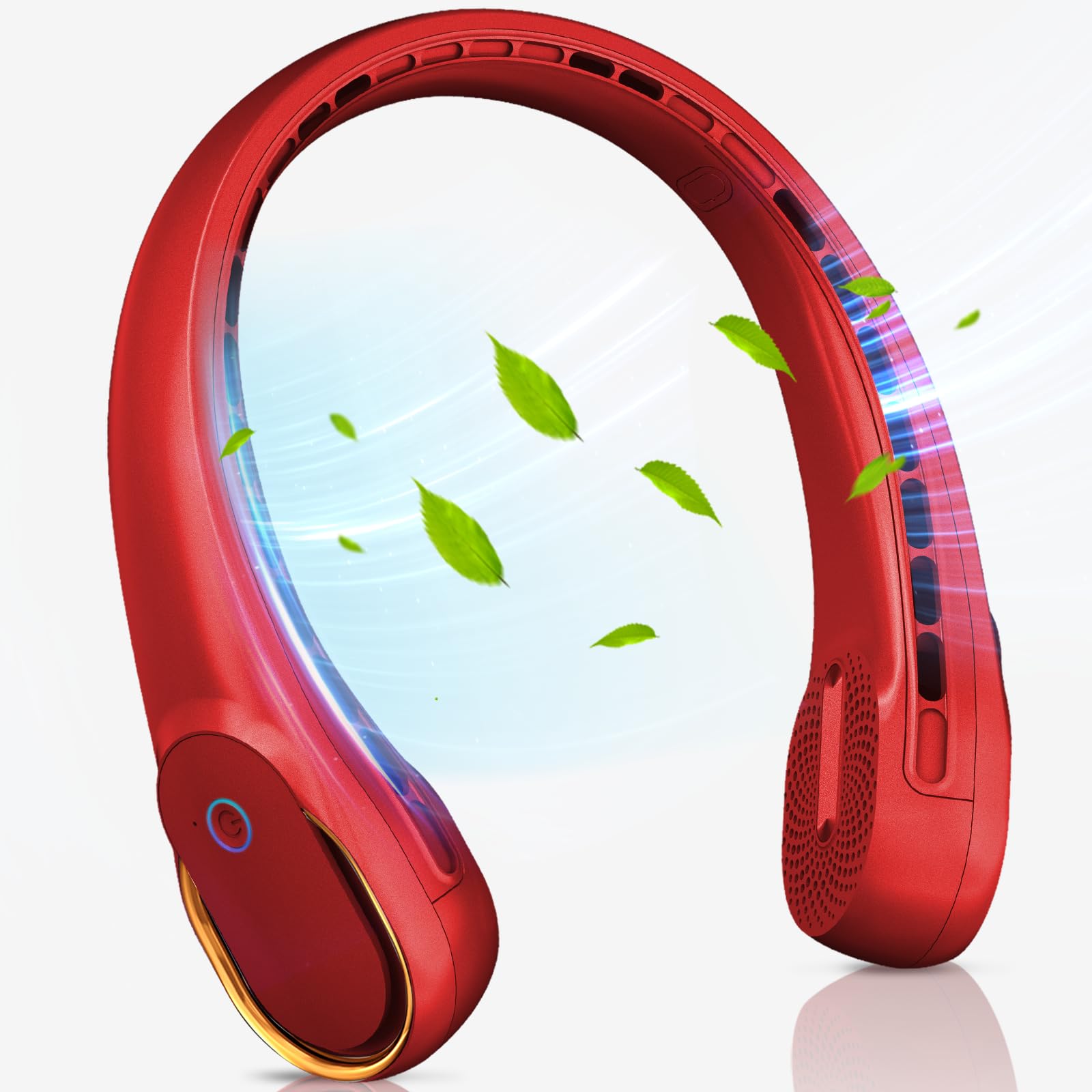 Neck Fan, Portable Fan around Neck, 4000 mAh Battery Operated Wearable Personal Fan with USB Rechargeable, 3 Wind Speed, Fast Cooling, Ultra Quiet, Bladeless, Headphone Design for Travel, Men Women