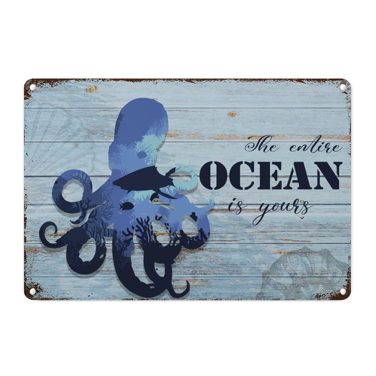 Panneau en aluminium vie marine finition vintage pour décoration murale durable de chambre