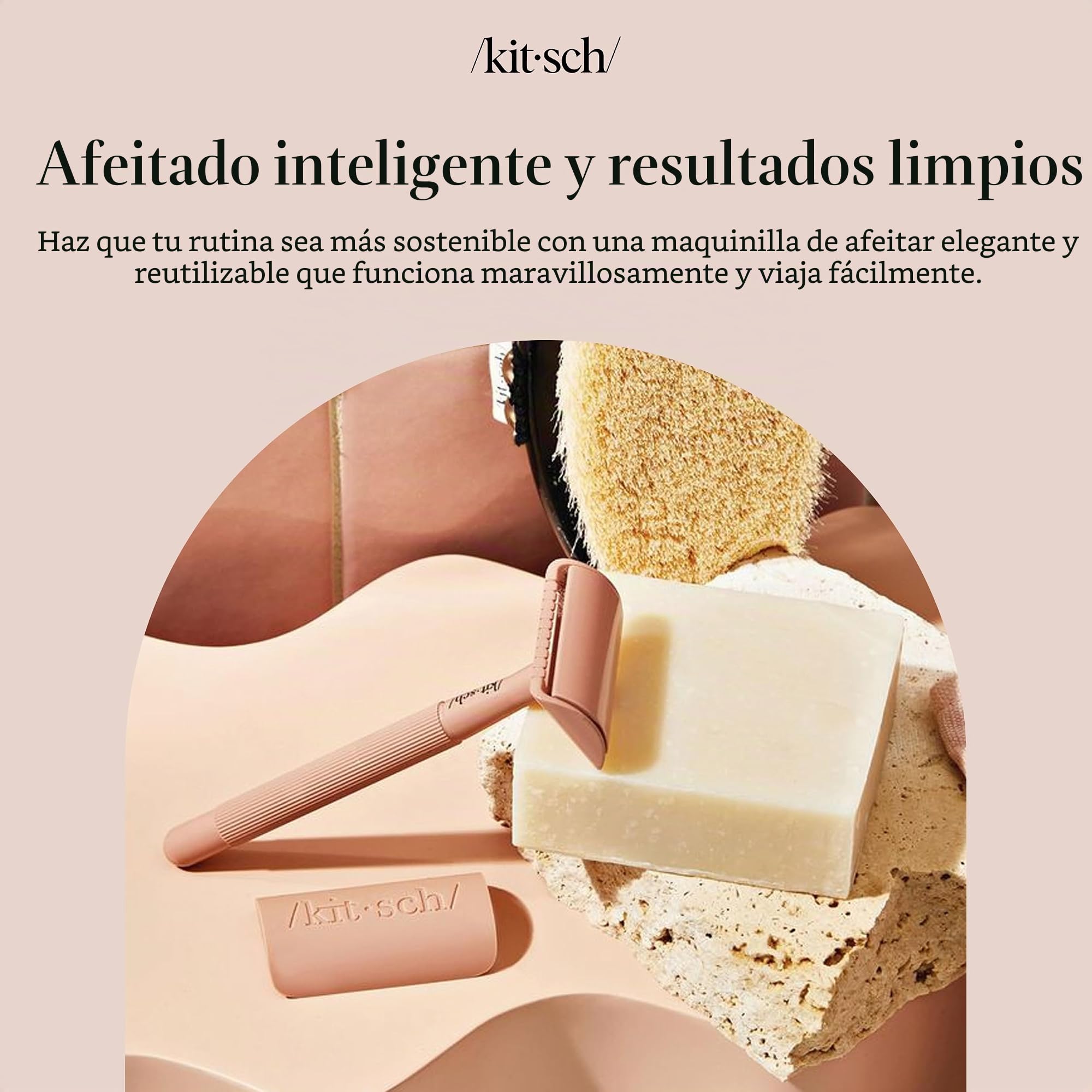 Kitsch Perfect Glide - Maquinilla de afeitar de seguridad con mango de metal y acero inoxidable con 5 cuchillas de seguridad y 1 tapa de afeitar, maquinilla de afeitar de una sola hoja sin arrastre