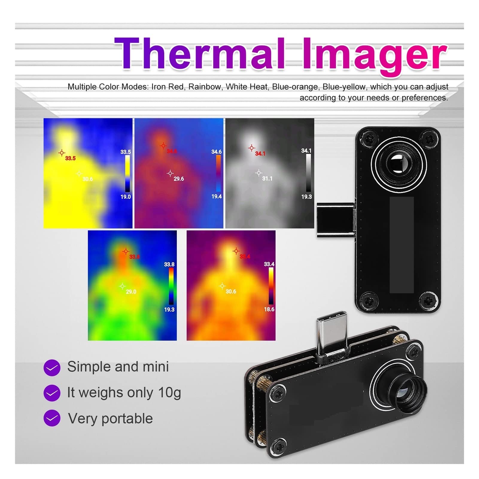 Kamera termowizyjna, Interfejs kamera termowizyjna na podczerwień 32 * 32 rozdzielczość miernik pomiaru temperatury